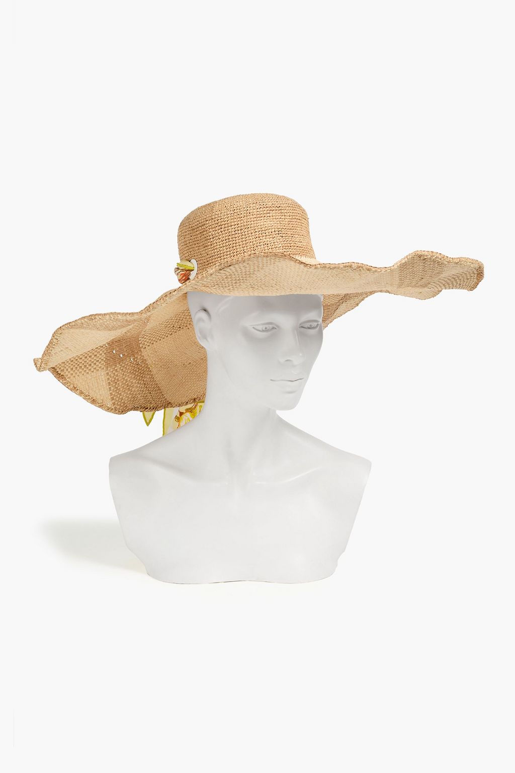 ZIMMERMANN Floral-print silk-twill and raffia sun hat