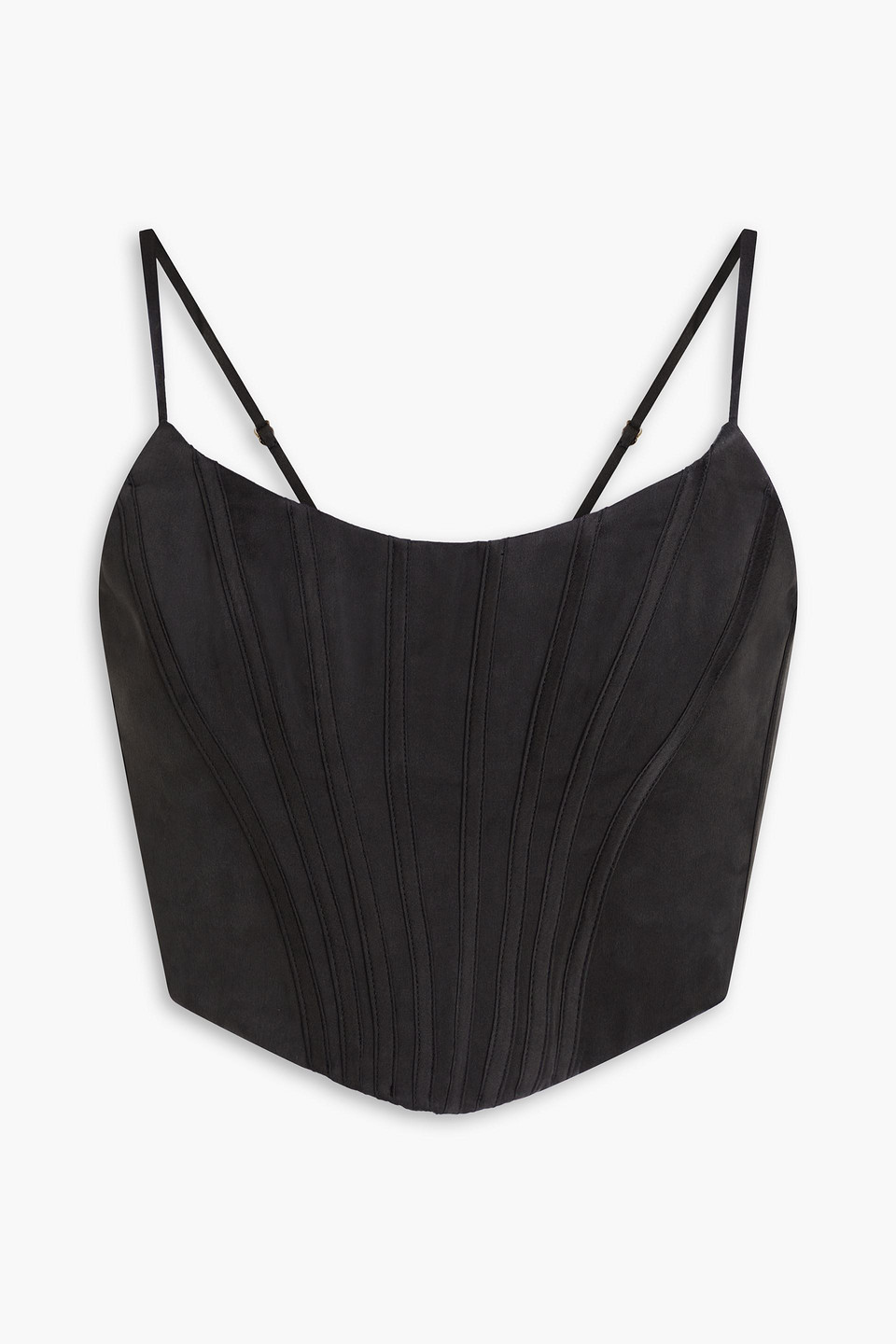 Zimmermann Cropped Silk-satin Bustier Top In Black