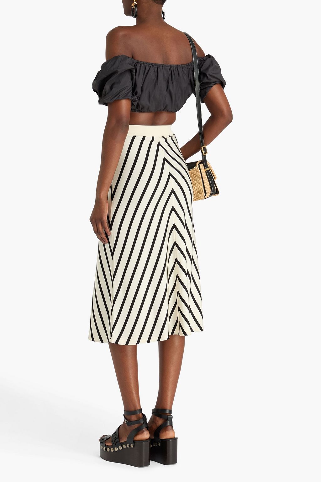 ZIMMERMANN Striped stretch-knit midi skirt