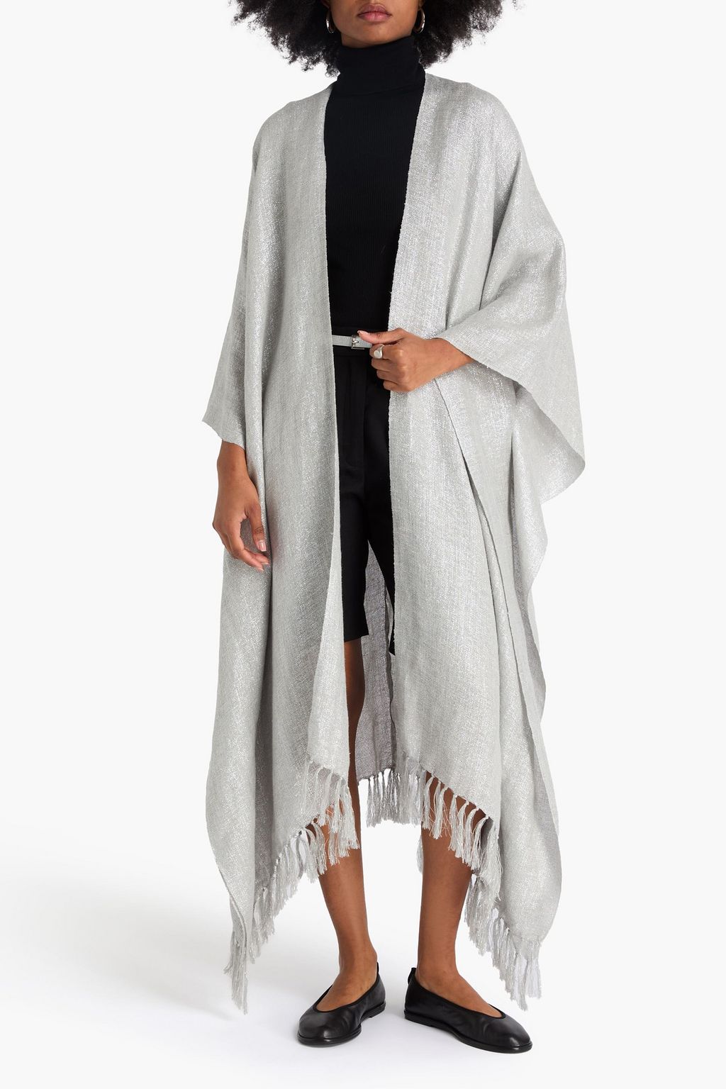 BRUNELLO CUCINELLI Fringed metallic gauze wrap