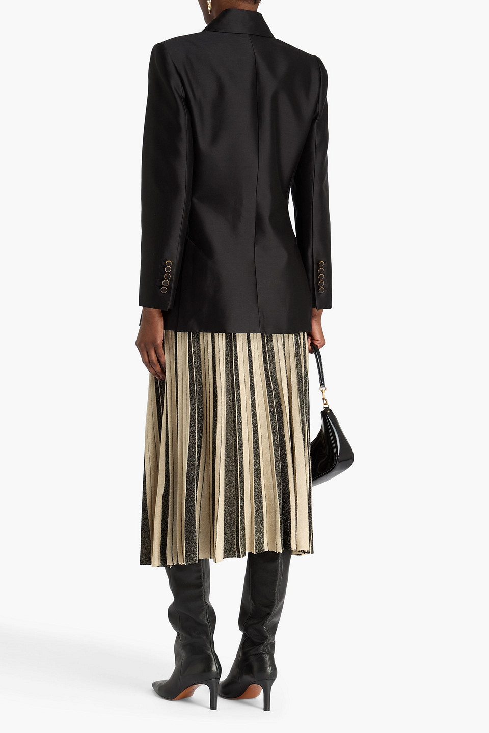 Zimmermann Double-breasted Wool And Silk-blend Gabardine Tuxedo Jacket In Black