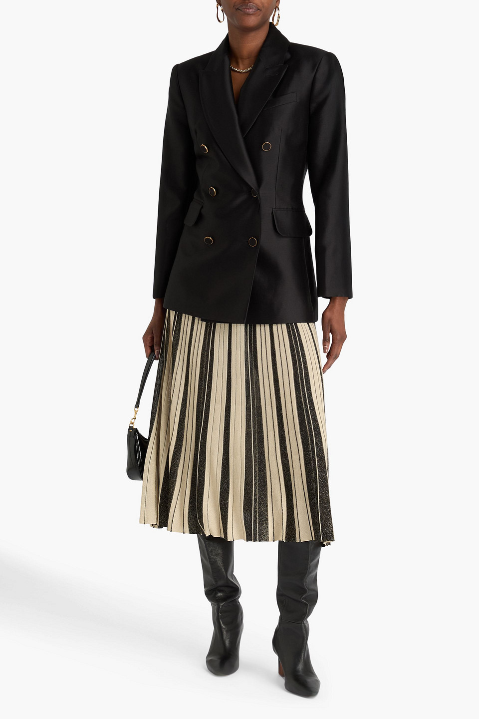 Zimmermann Double-breasted Wool And Silk-blend Gabardine Tuxedo Jacket In Black