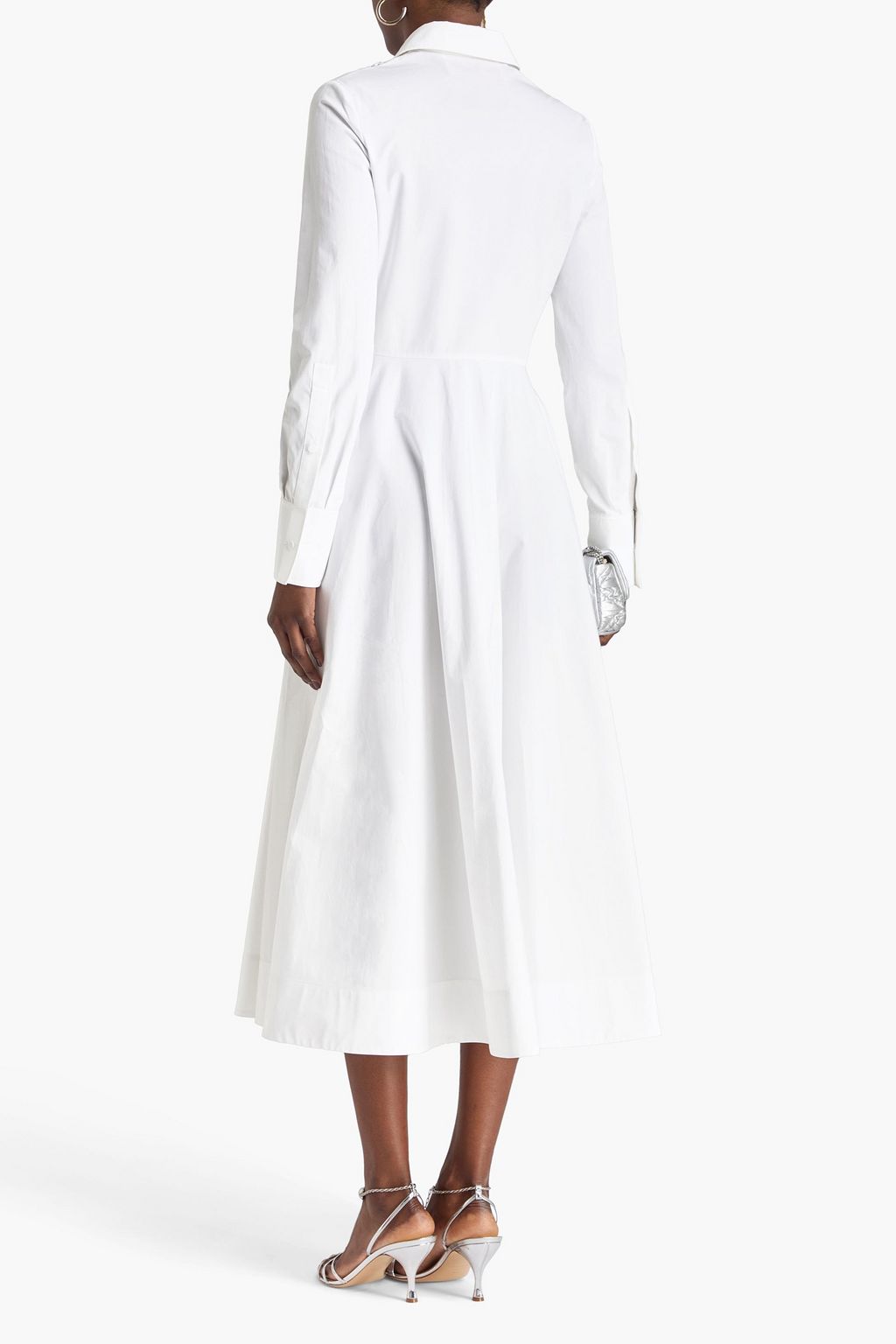 VALENTINO GARAVANI Embellished cotton-poplin midi shirt dress
