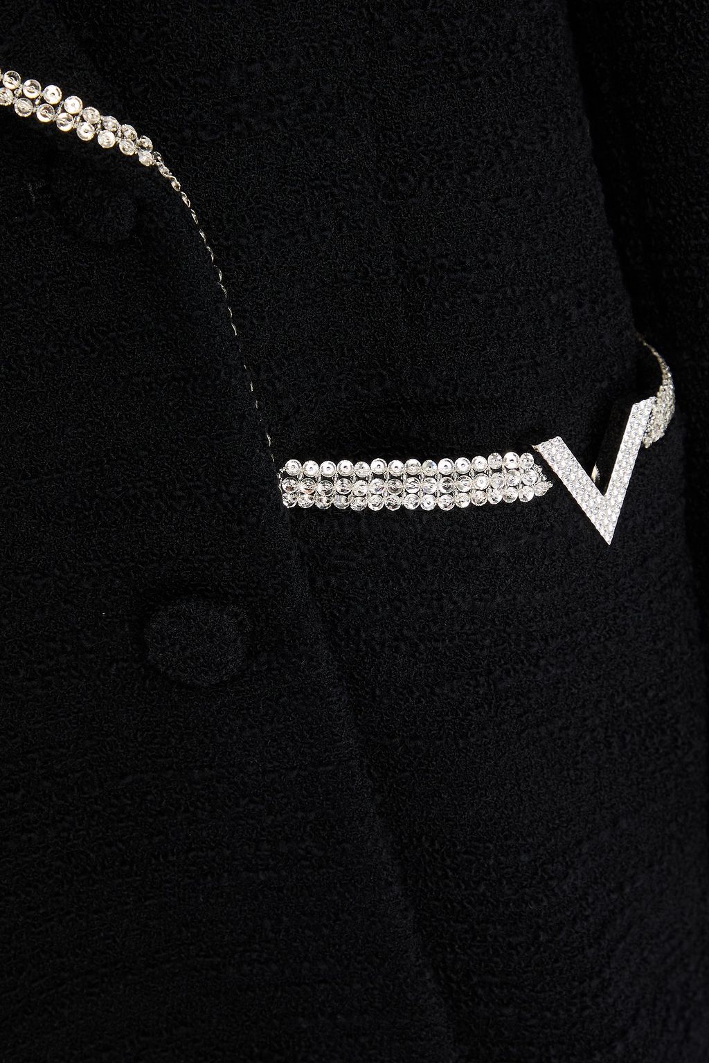 VALENTINO GARAVANI Double-breasted embellished wool-blend bouclé-tweed blazer