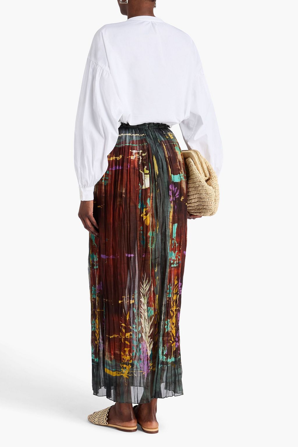 VALENTINO GARAVANI Printed cotton-organza maxi skirt