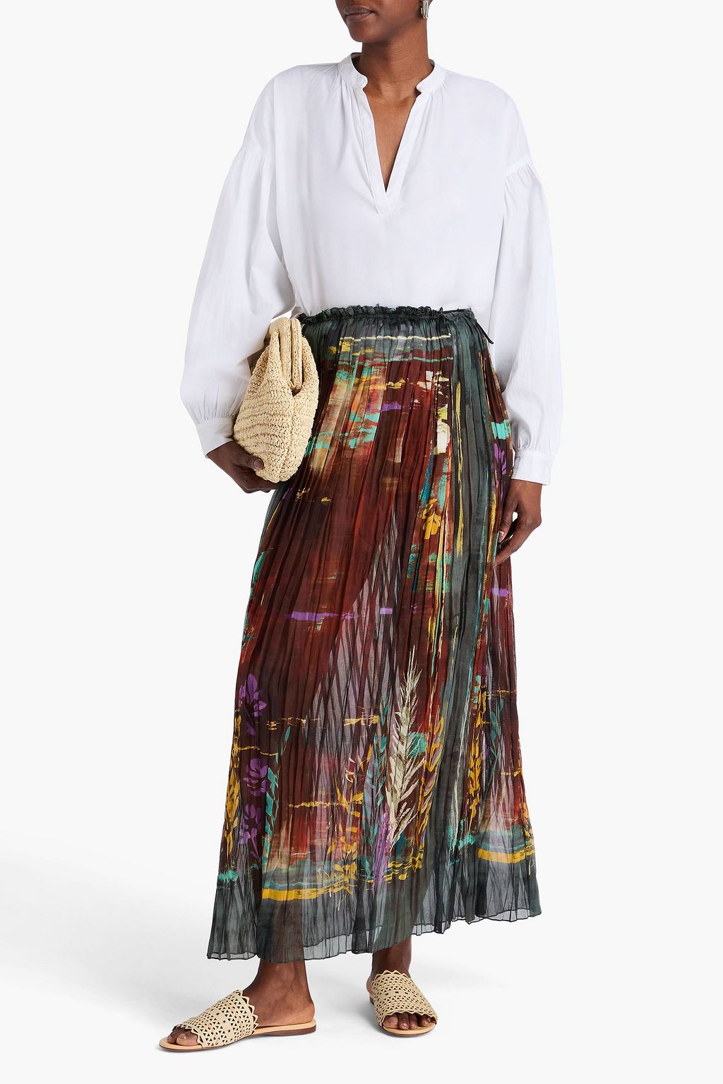 VALENTINO GARAVANI Printed cotton-organza maxi skirt