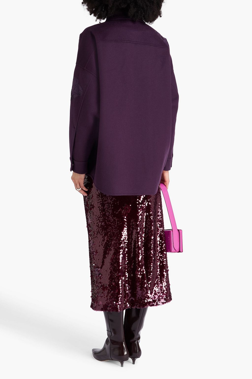 VALENTINO GARAVANI Shell-trimmed wool and cashmere-blend felt shirt jacket