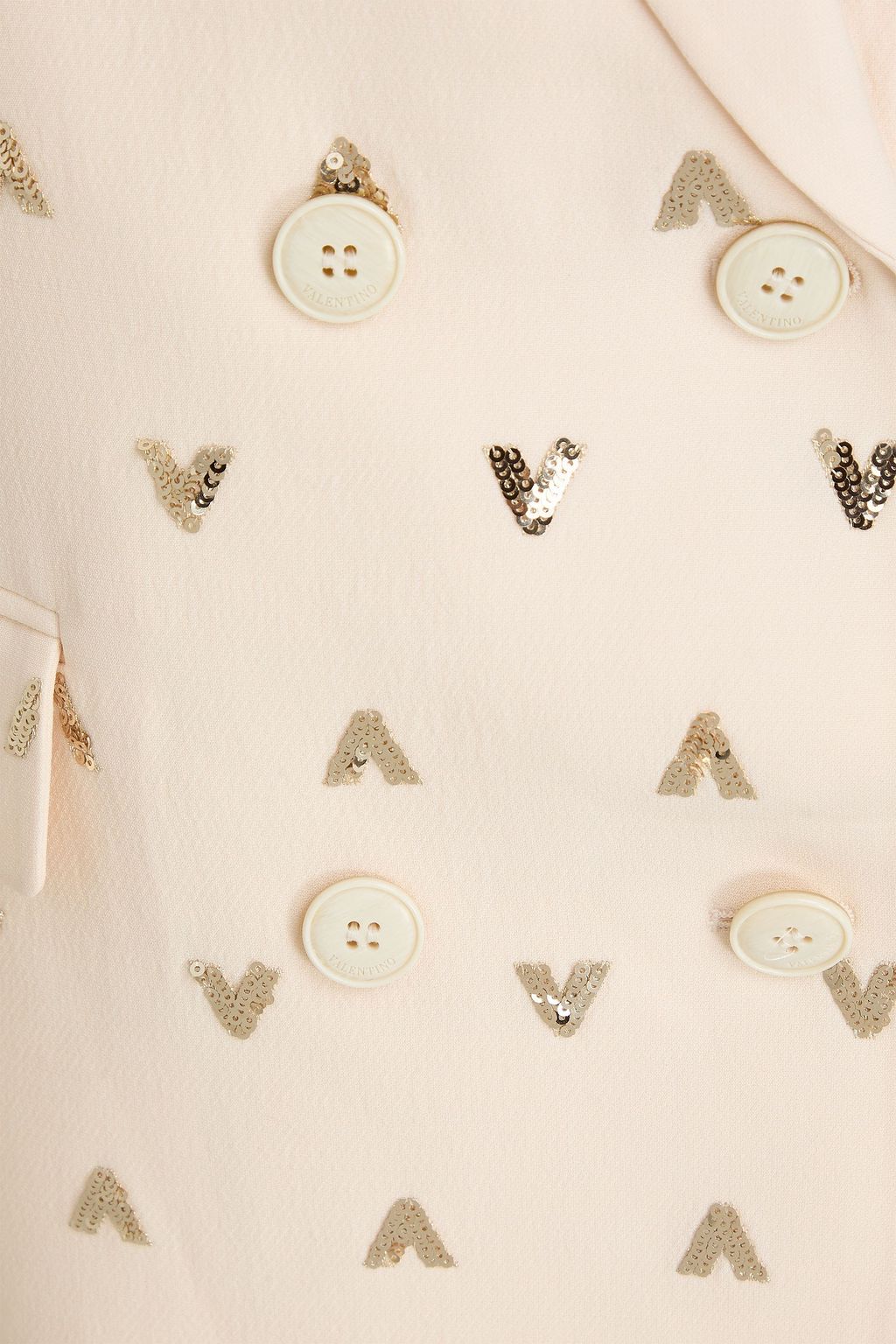 VALENTINO GARAVANI Double-breasted metallic embellished wool and silk-blend crepe blazer