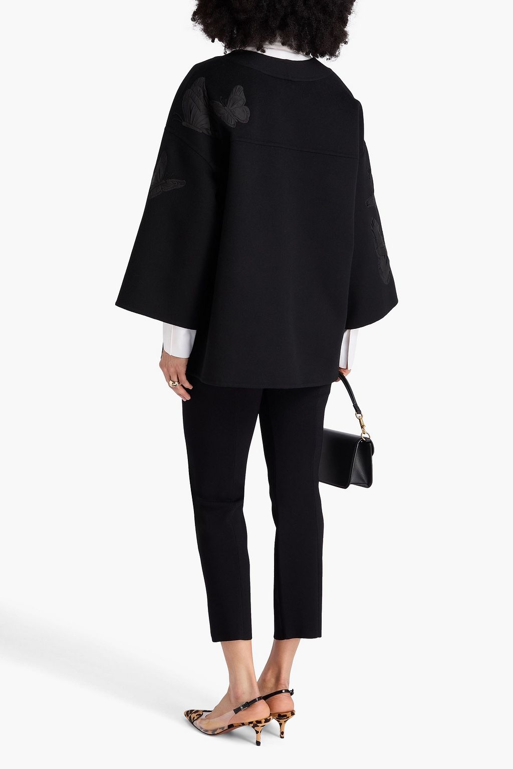 VALENTINO GARAVANI Shell-trimmed wool and cashmere-blend felt wrap jacket