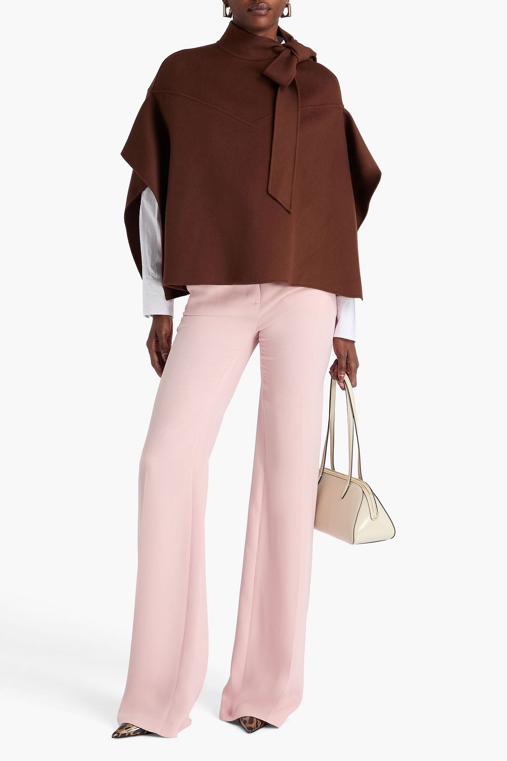 VALENTINO GARAVANI Pussy-bow wool and cashmere-blend felt poncho