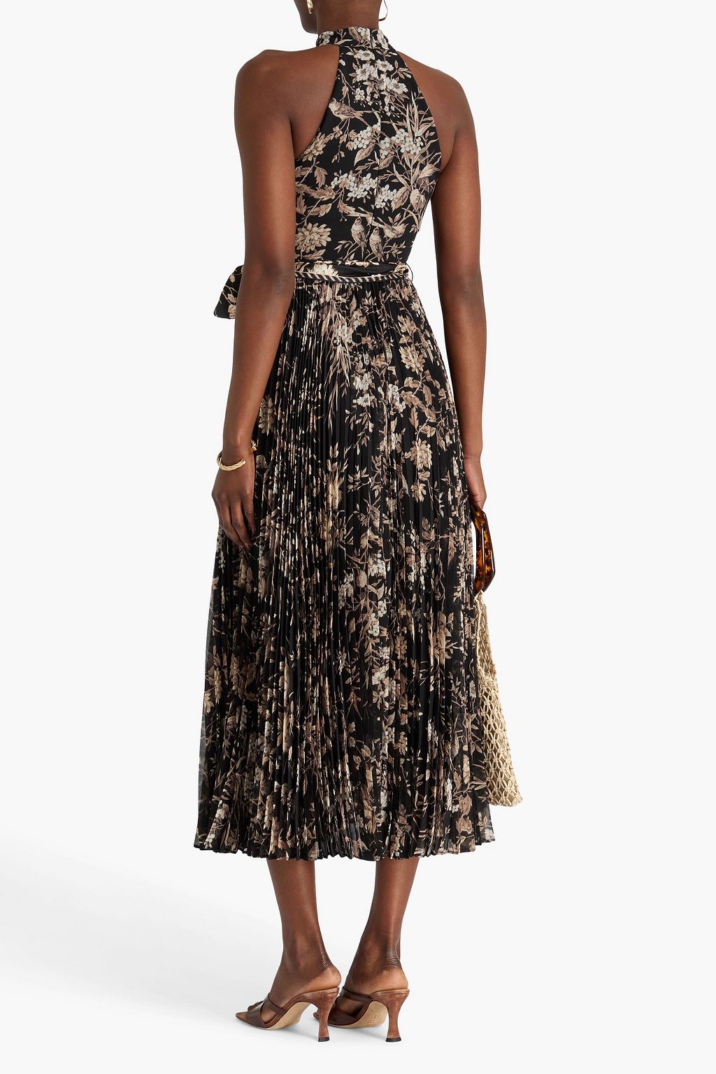ZIMMERMANN ジョーゼット ミディワンピース プリーツ入り フローラルプリント