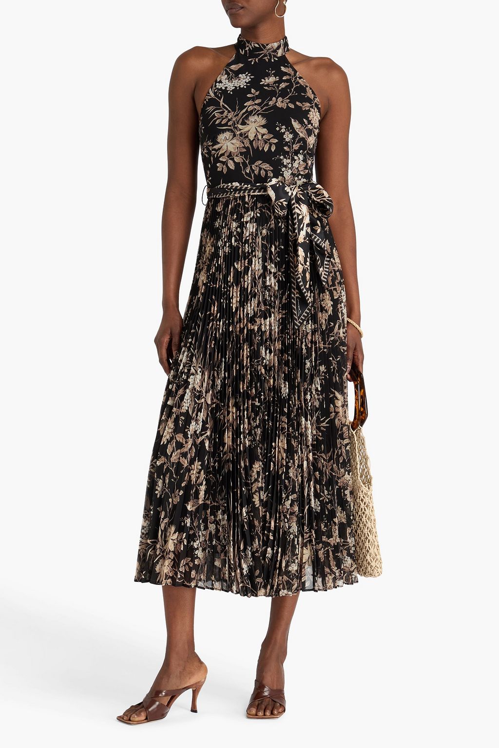 ZIMMERMANN ジョーゼット ミディワンピース プリーツ入り フローラルプリント