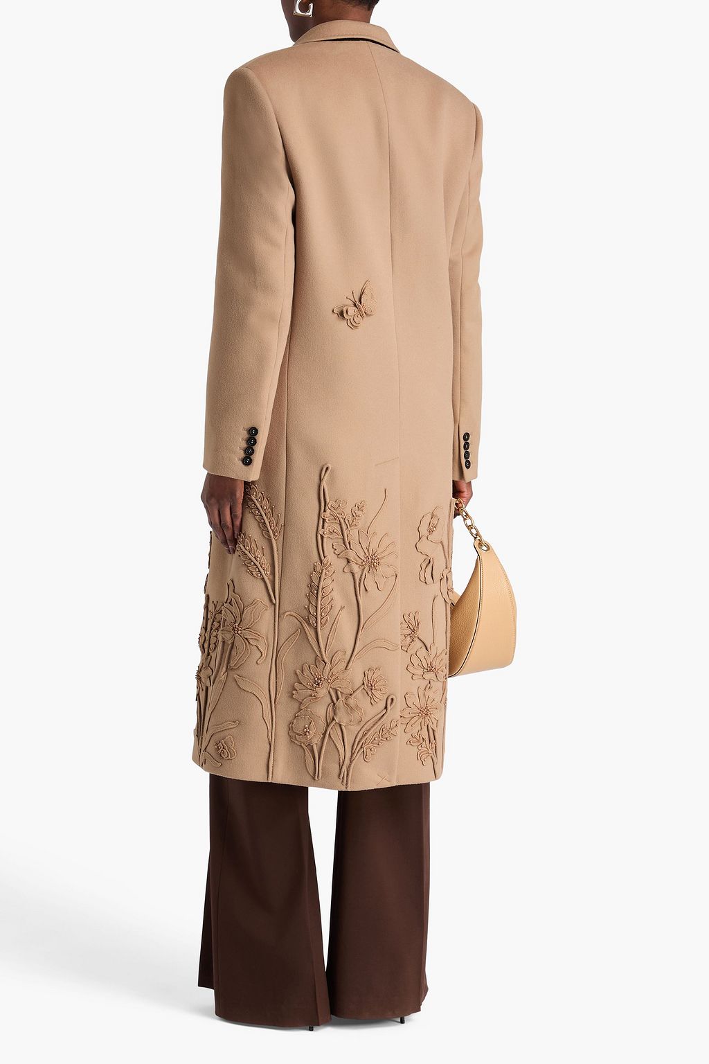 VALENTINO GARAVANI Embellished wool and cashmere-blend felt coat