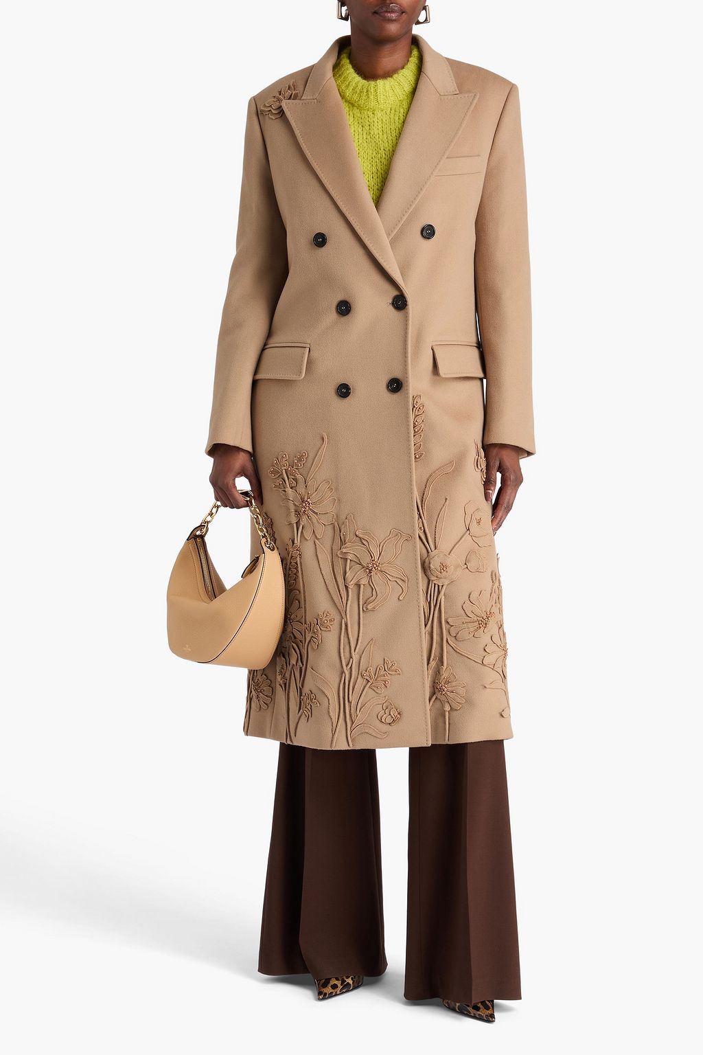VALENTINO GARAVANI Embellished wool and cashmere-blend felt coat