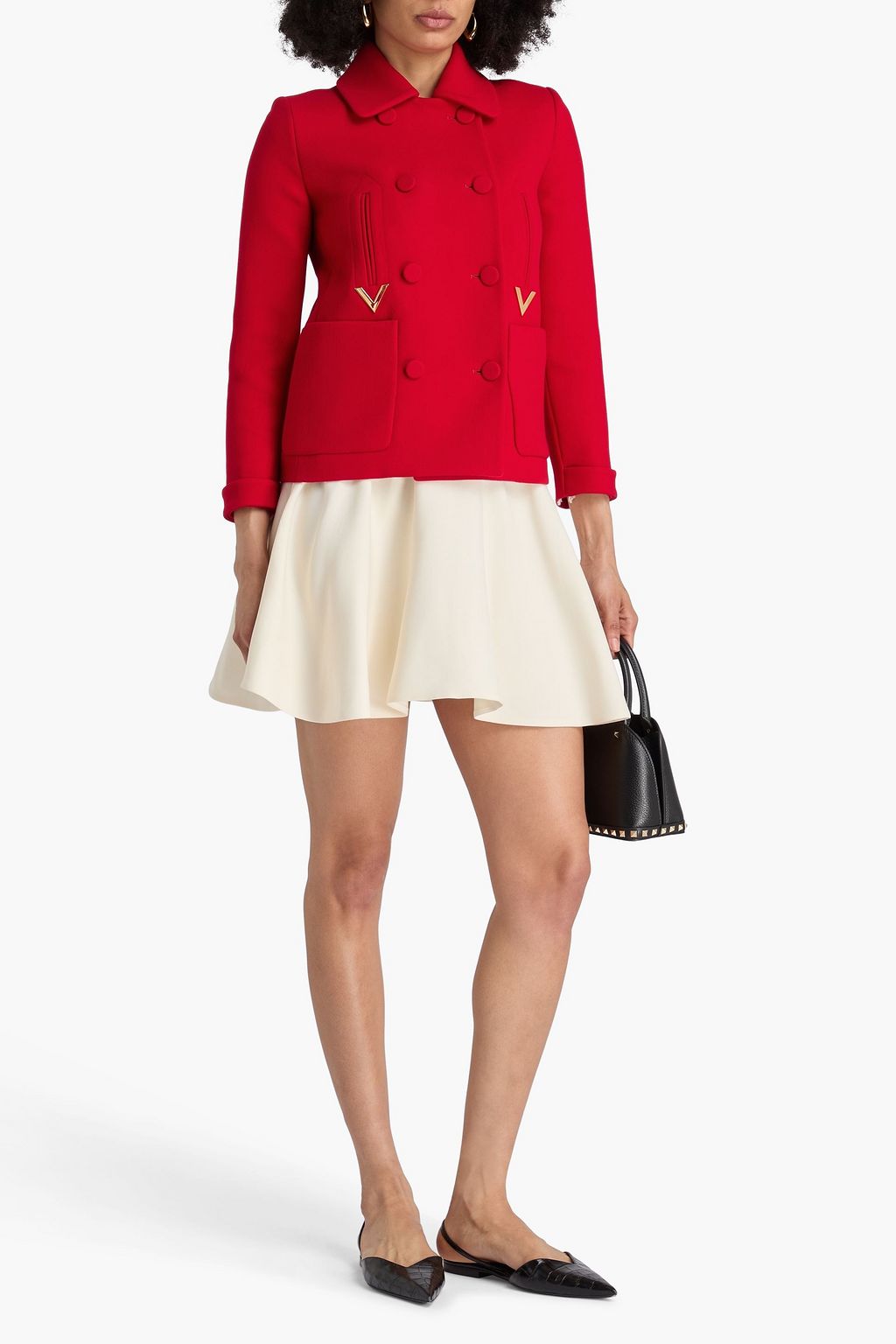 VALENTINO GARAVANI معطف مصنوع من مزيج الصوف بتصميم مزركش