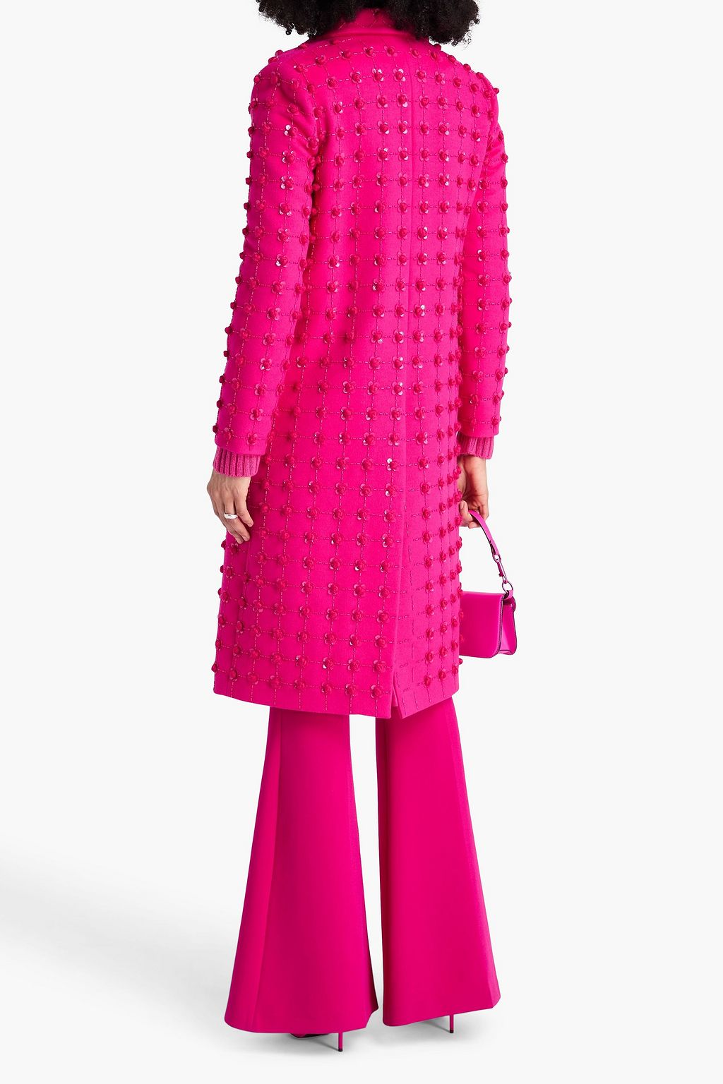 VALENTINO GARAVANI Embellished wool and cashmere-blend felt coat