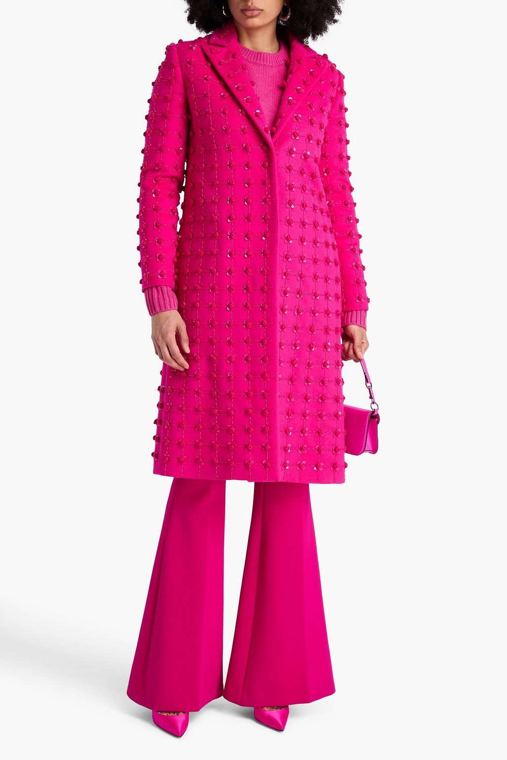 VALENTINO GARAVANI Embellished wool and cashmere-blend felt coat