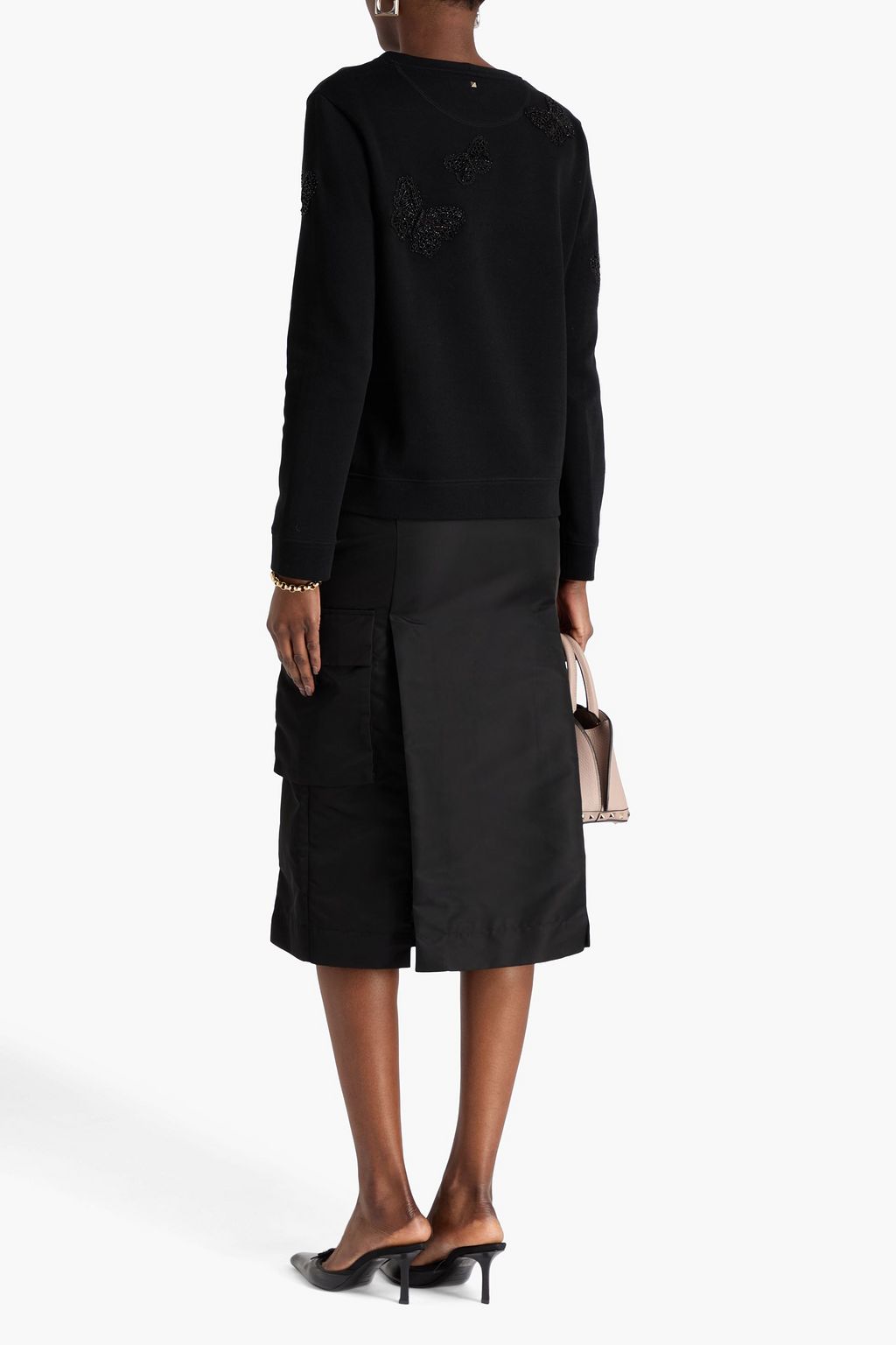 VALENTINO GARAVANI Embroidered cotton-blend jersey sweatshirt