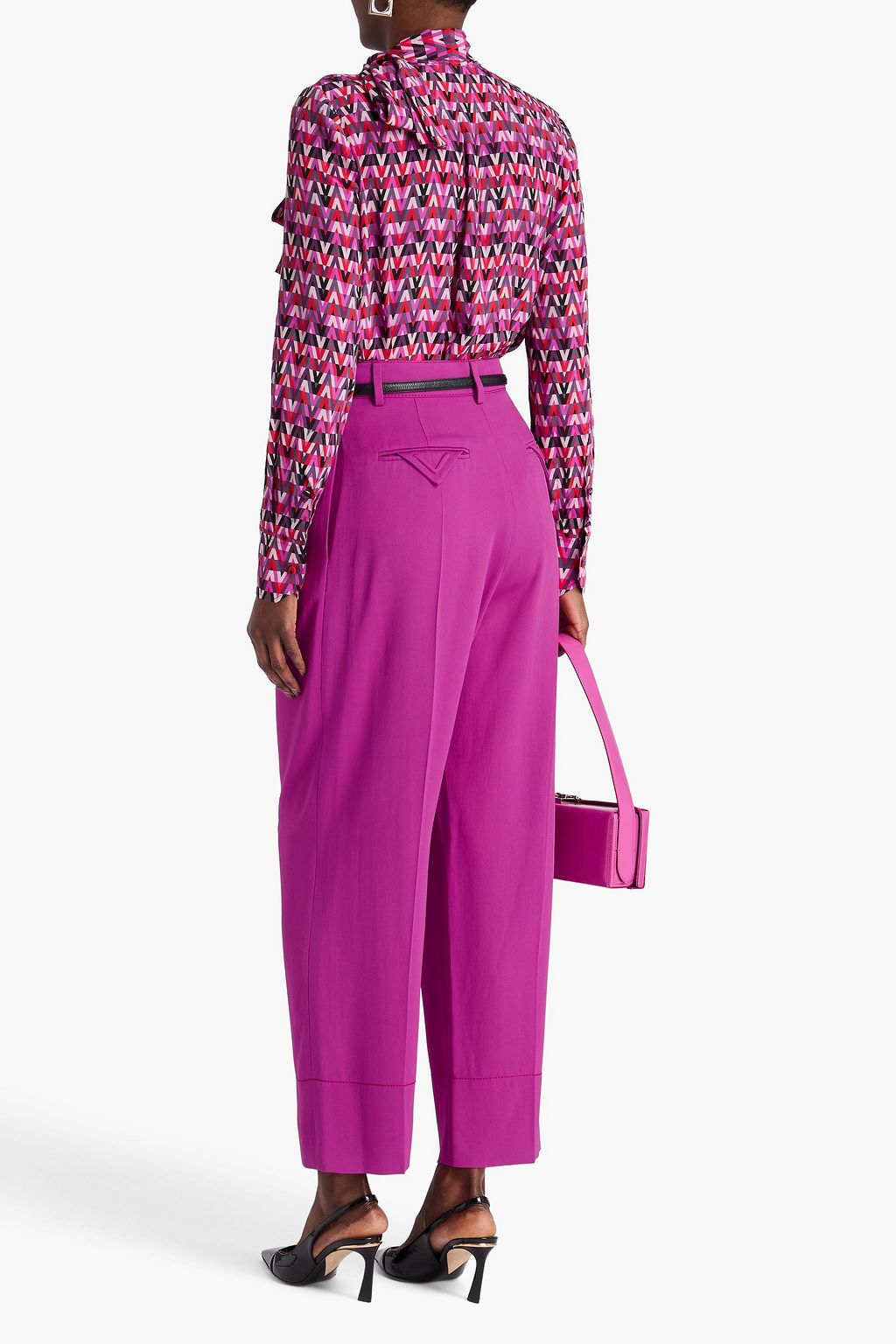 VALENTINO GARAVANI Pleated crepe tapered pants