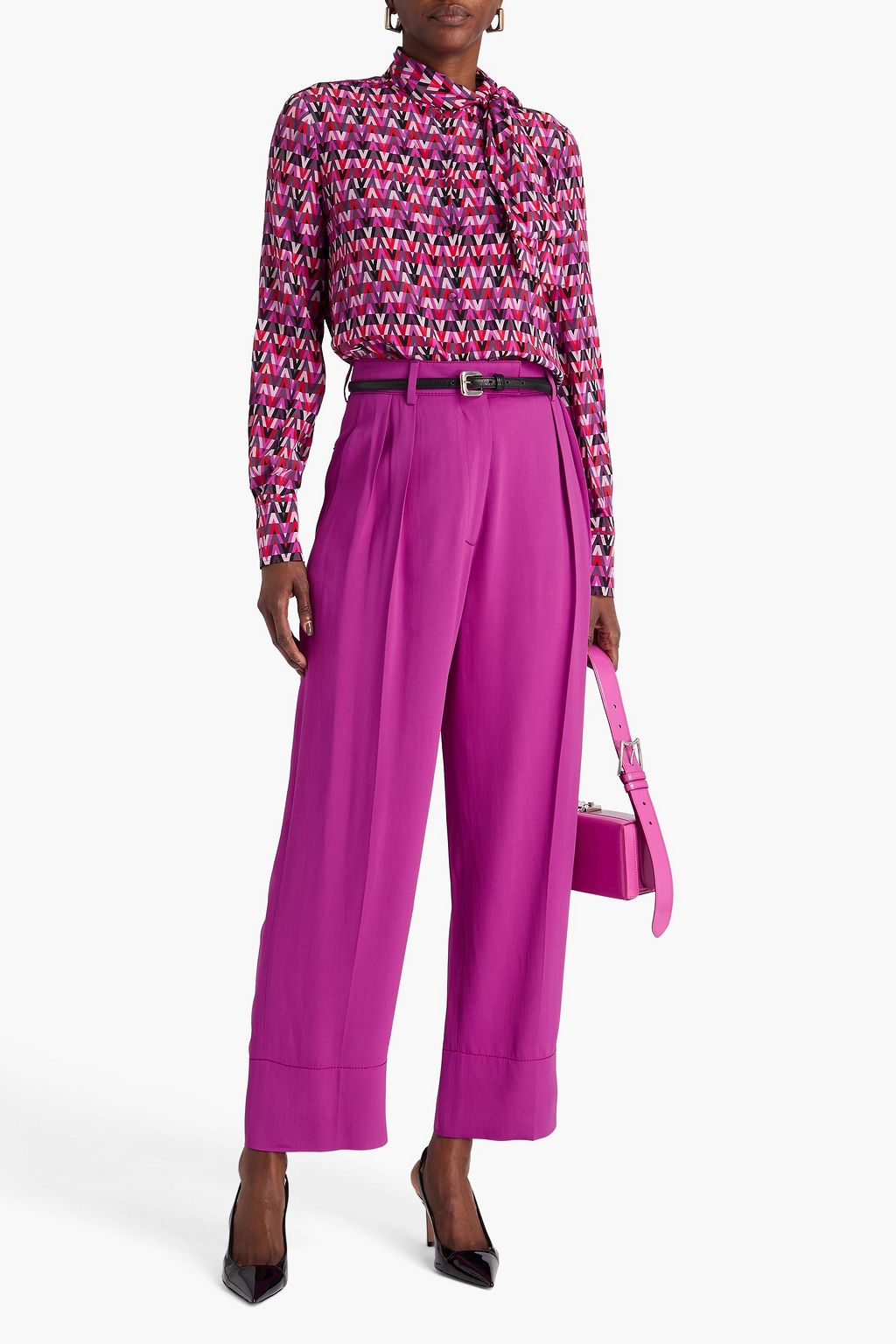 VALENTINO GARAVANI Pleated crepe tapered pants
