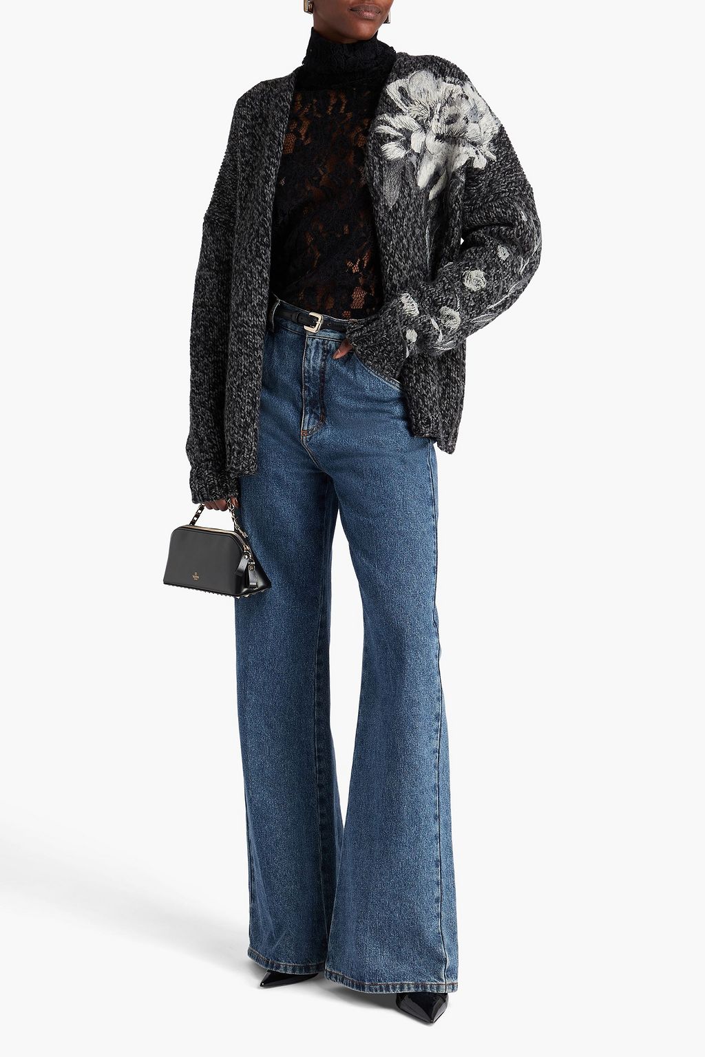 VALENTINO GARAVANI Embroidered wool and cashmere-blend cardigan