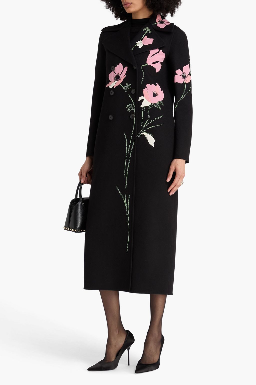 VALENTINO GARAVANI Embroidered wool and cashmere-blend felt coat