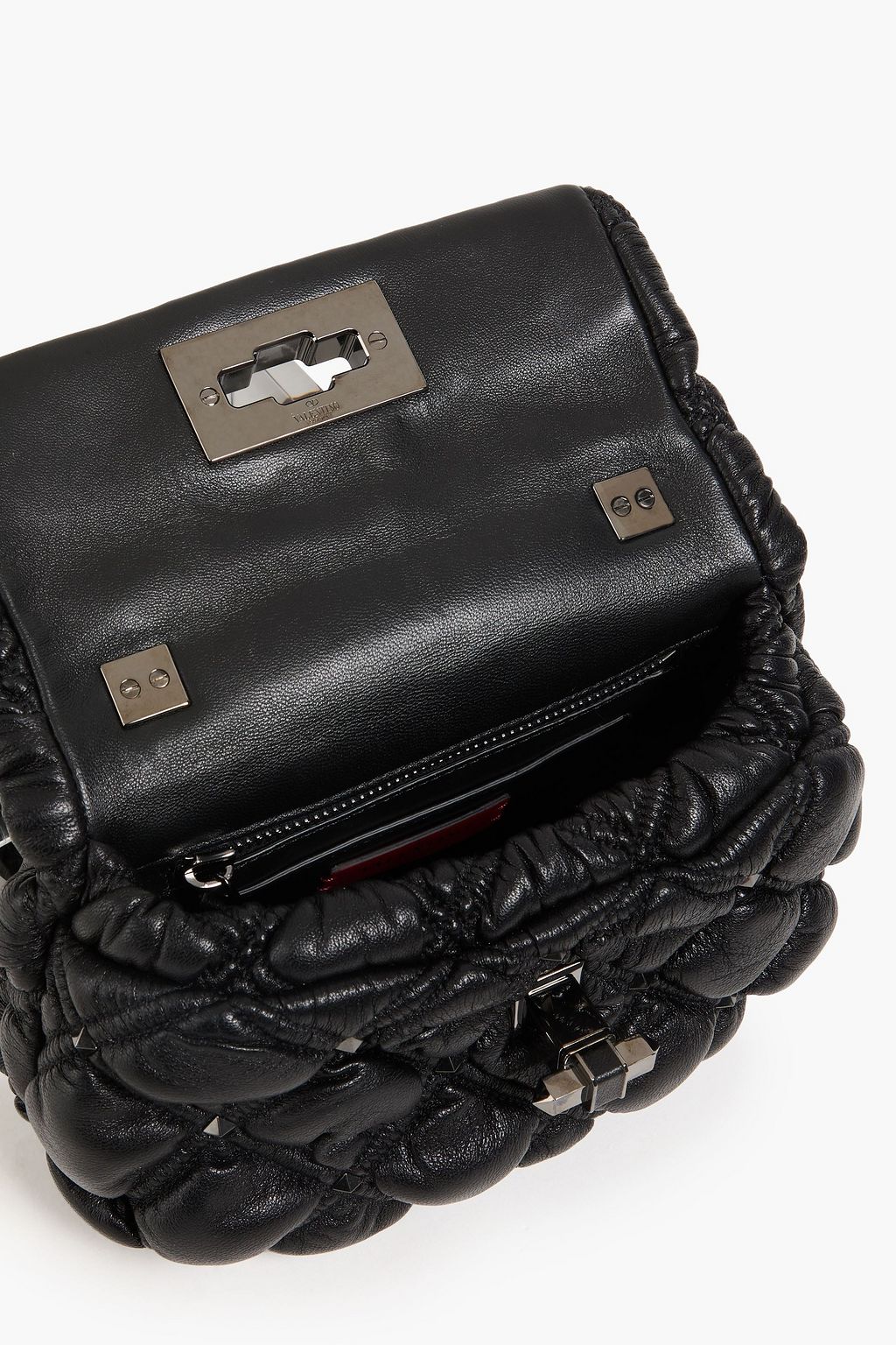 VALENTINO GARAVANI حقيبة كتف "سبايكيمي" مصنوعة من الجلد بتصميم مبطّن ومزيّنة بدبابيس معدنية