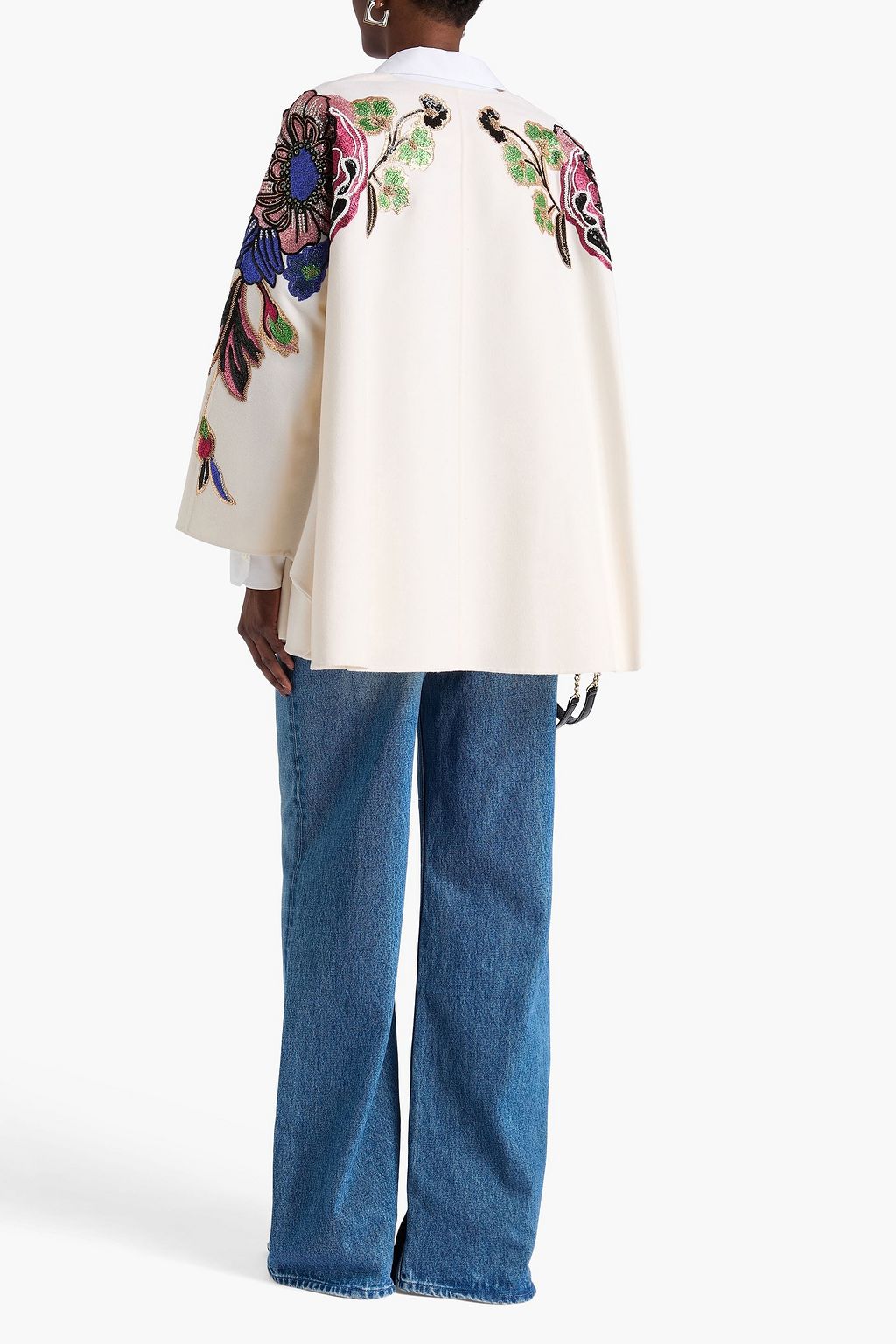 VALENTINO GARAVANI Metallic embroidered wool-felt cape