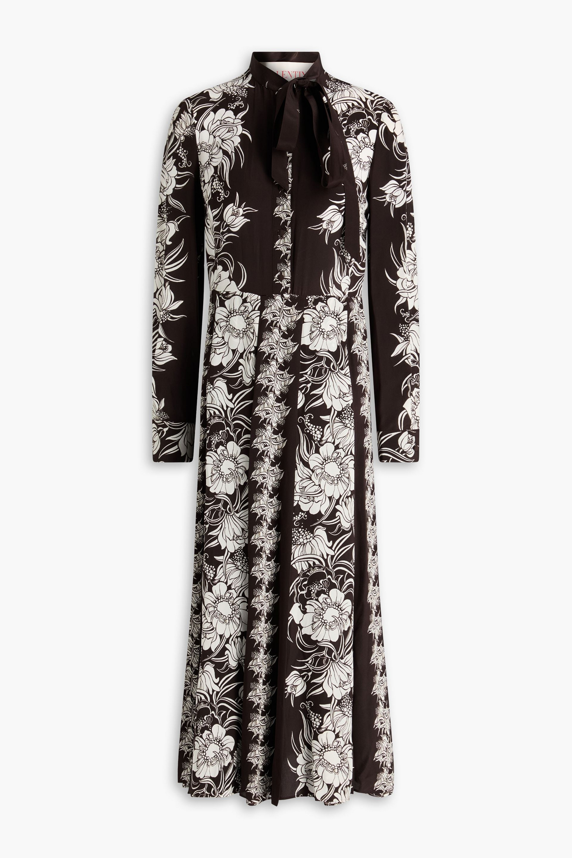 Valentino Garavani Floral-print silk-crepe midi shirt dress thumbnail