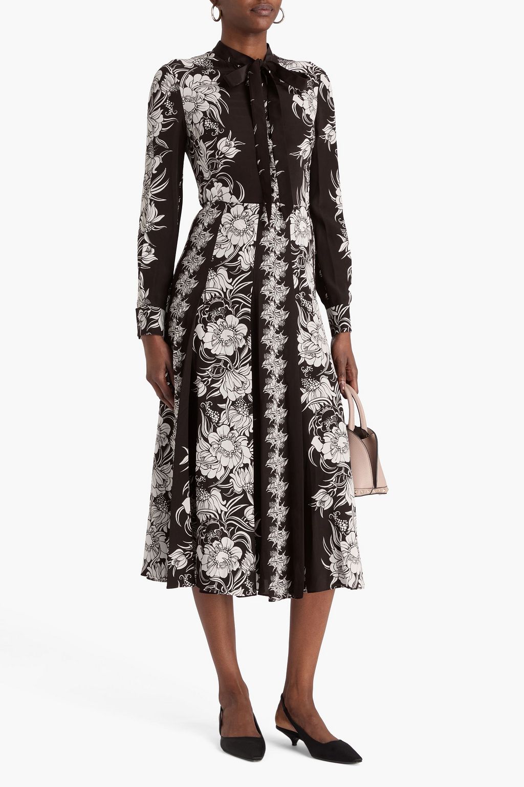 VALENTINO GARAVANI Floral-print silk-crepe midi shirt dress