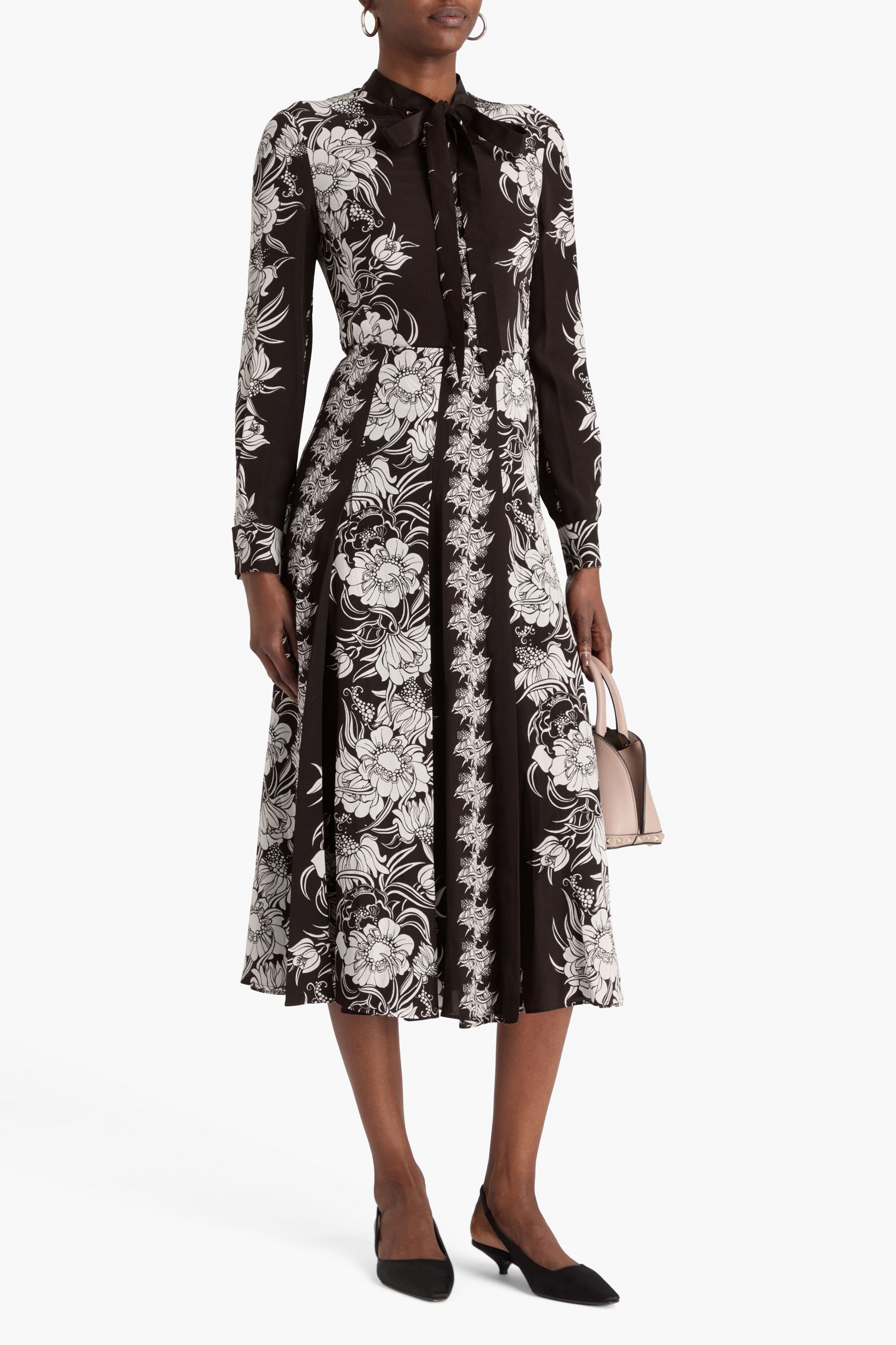 Valentino Garavani Floral-print silk-crepe midi shirt dress