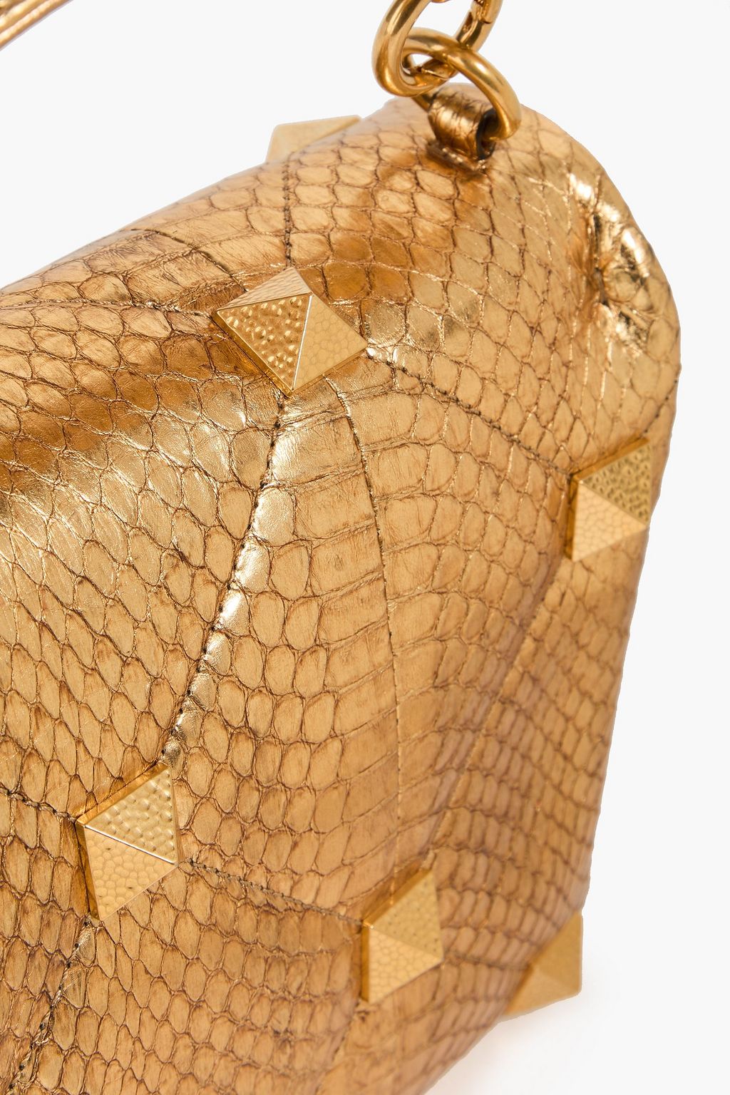 VALENTINO GARAVANI Roman Stud metallic snake shoulder bag