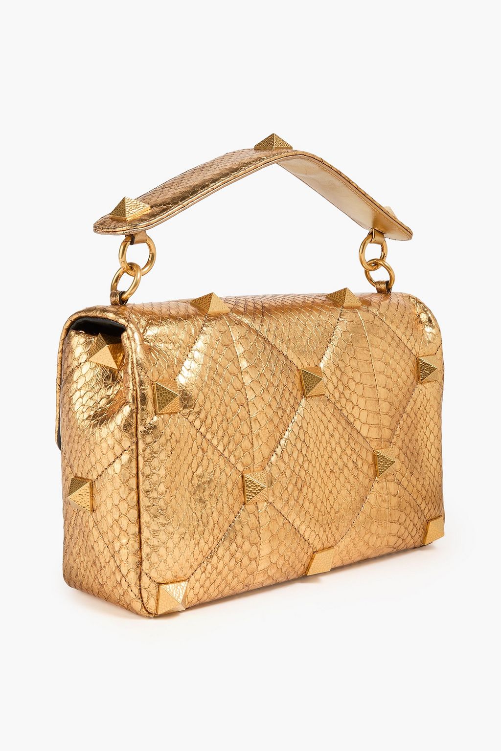 VALENTINO GARAVANI Roman Stud metallic snake shoulder bag