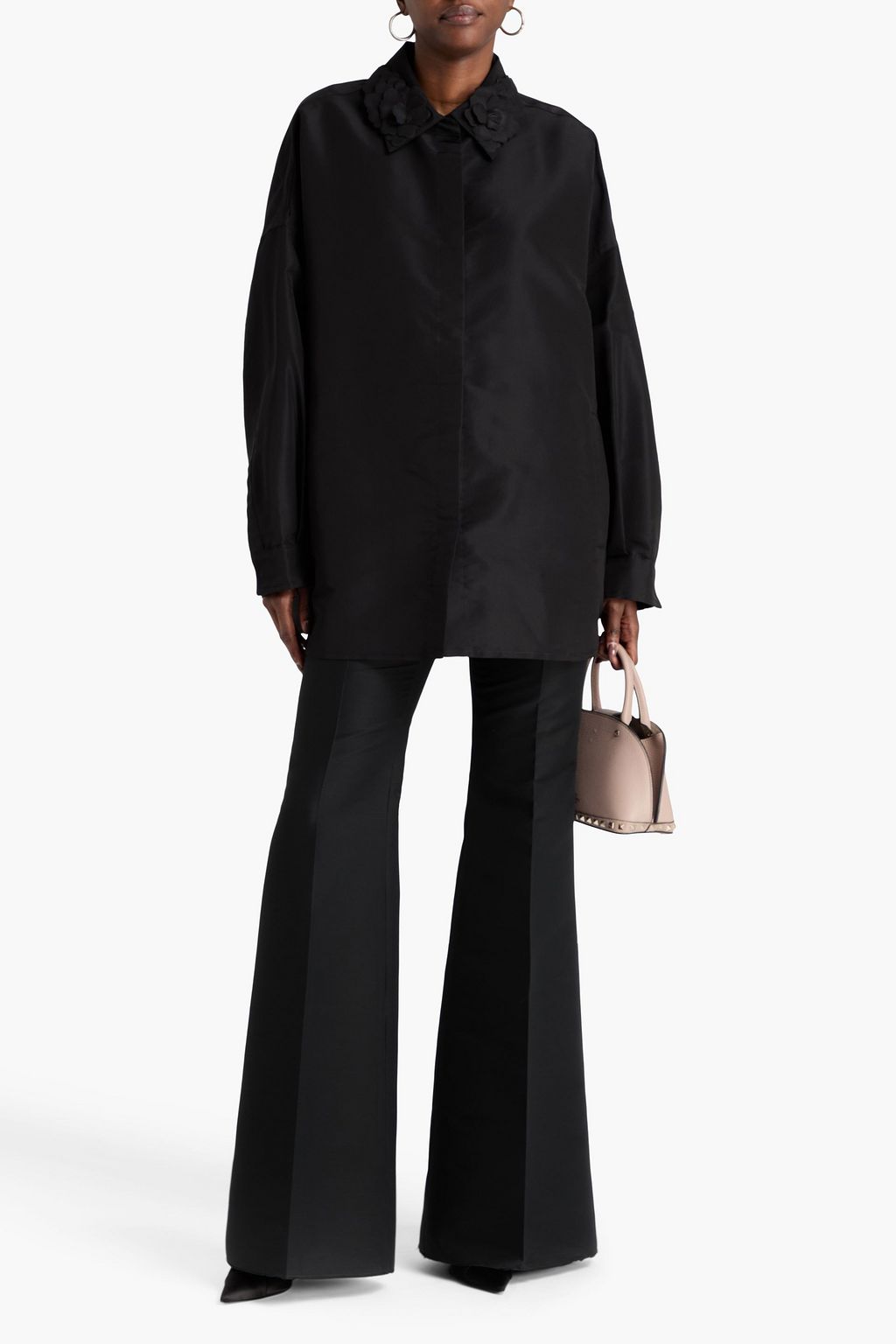 VALENTINO GARAVANI Floral-appliquéd silk-faille jacket