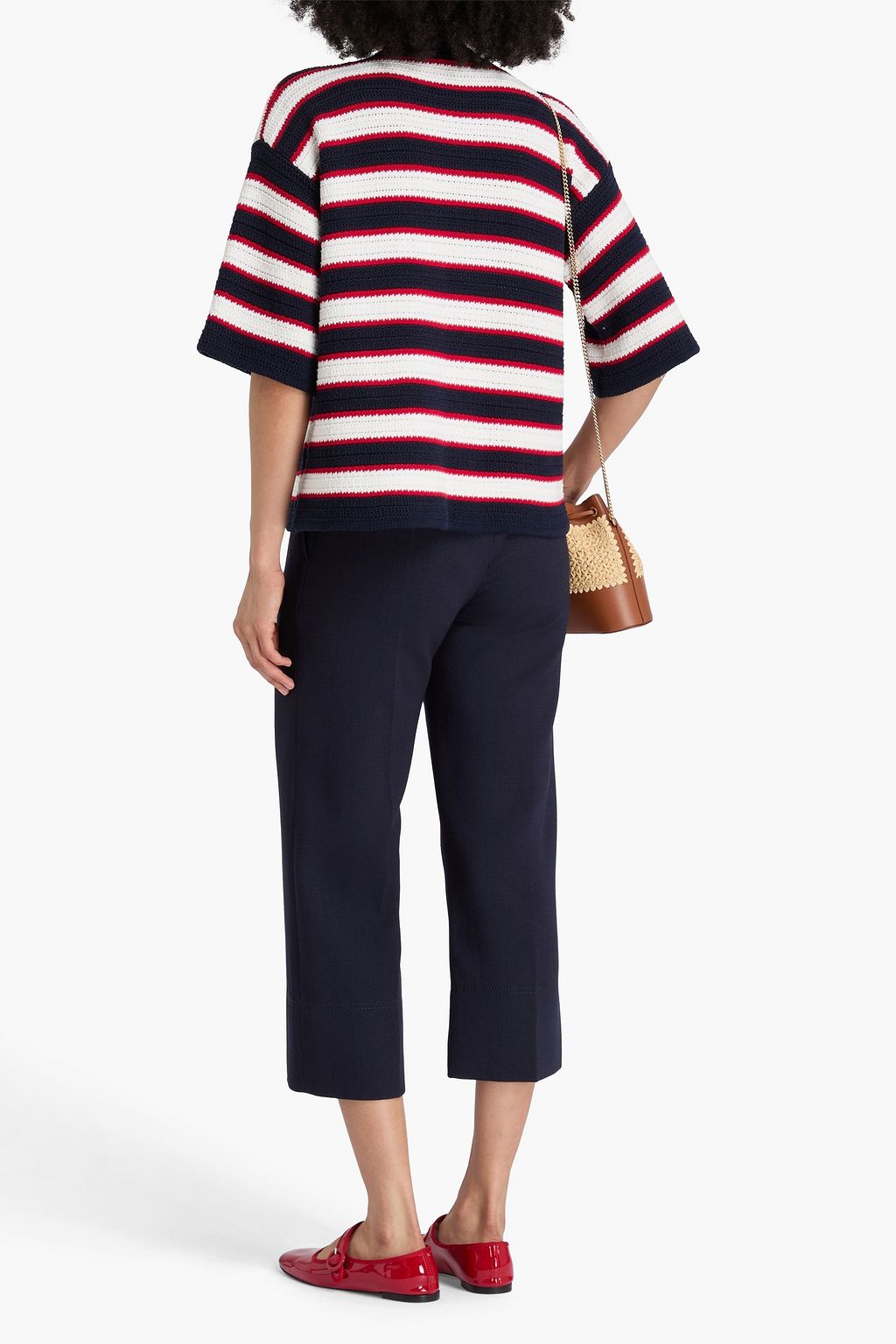 VALENTINO GARAVANI Striped crochet-knit cotton cardigan