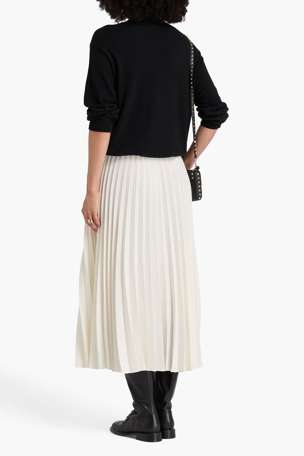 VALENTINO GARAVANI Pleated crepe midi skirt