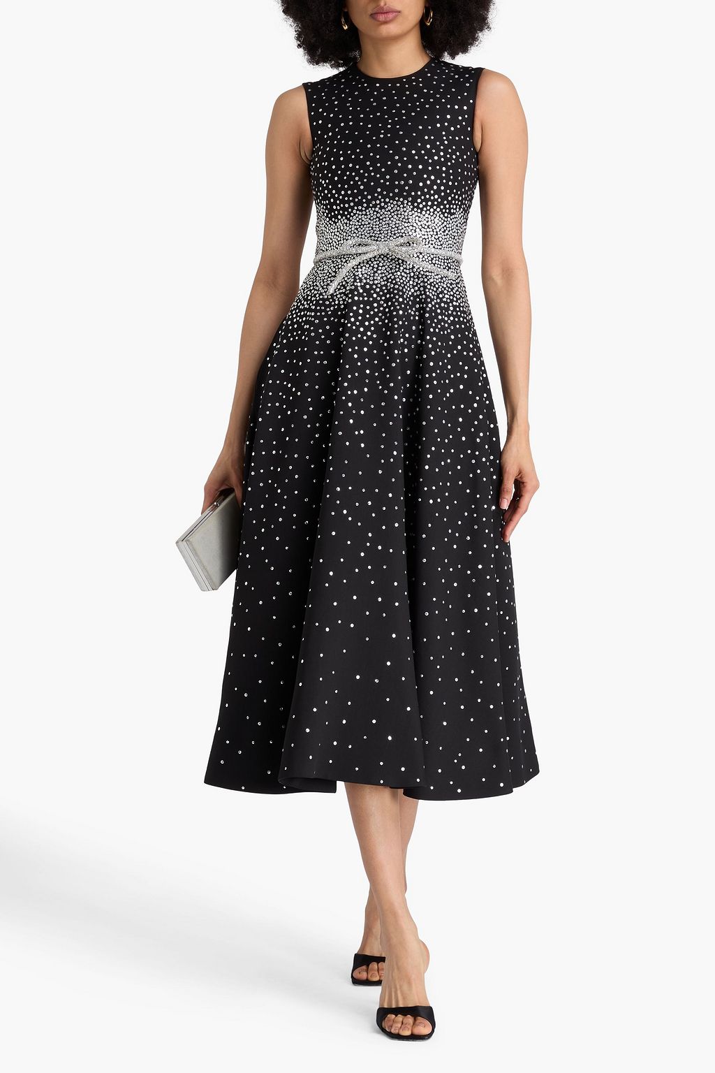 VALENTINO GARAVANI Embellished wool and silk-blend crepe midi dress