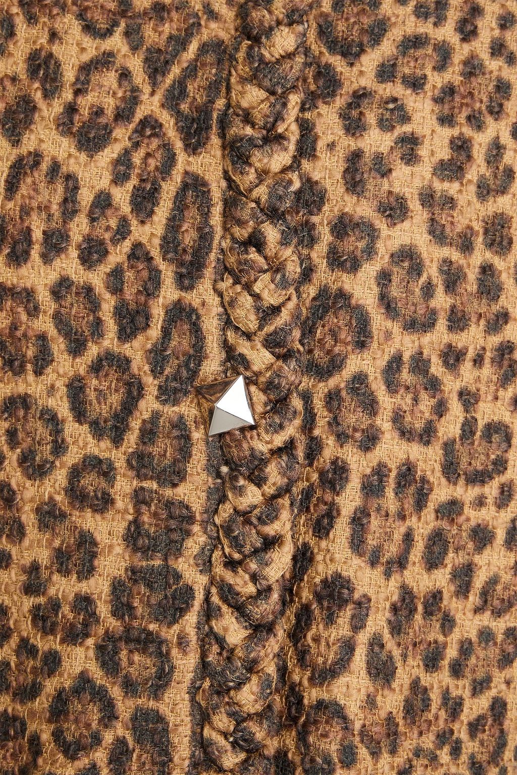 VALENTINO GARAVANI جاكيت من التويد بحبكة بوكليه مصنوع من مزيج القطن والصوف بطبعة جلد الفهد