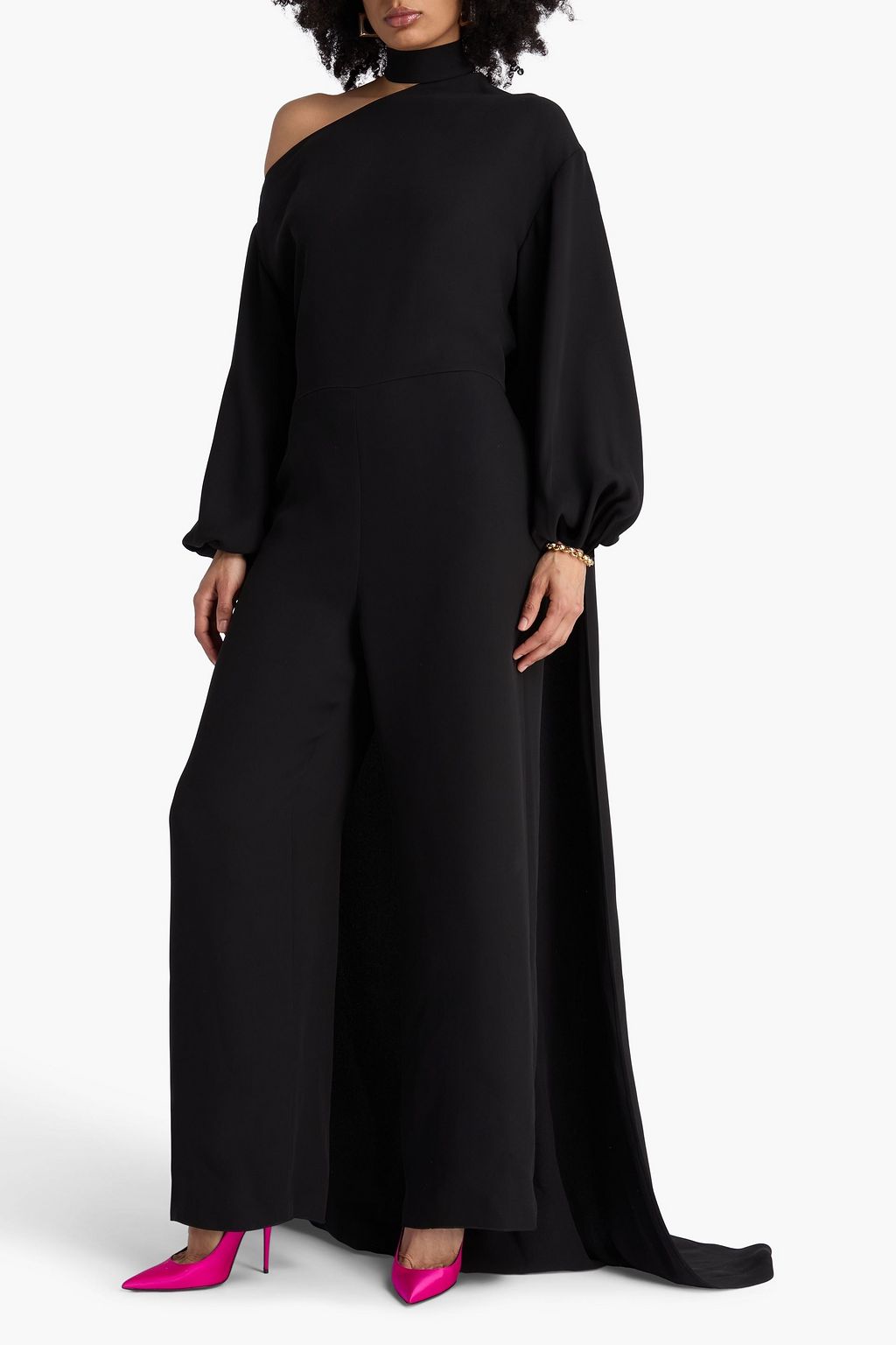 VALENTINO GARAVANI Cape-effect silk crepe de chine jumpsuit