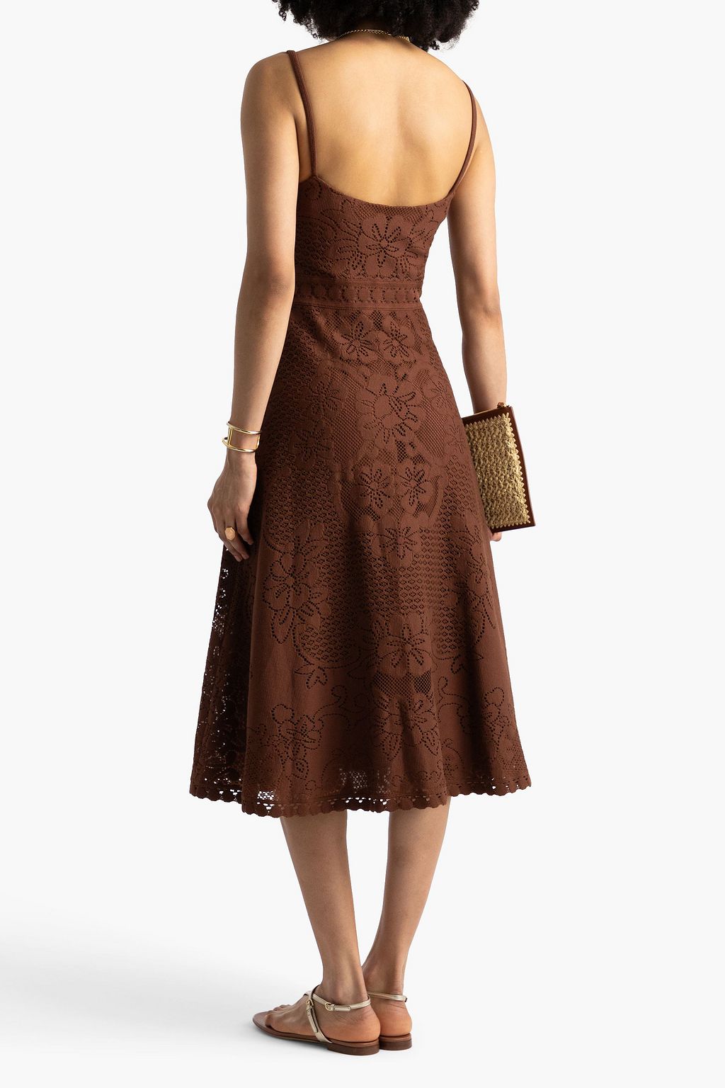 VALENTINO GARAVANI Crocheted cotton-blend midi dress