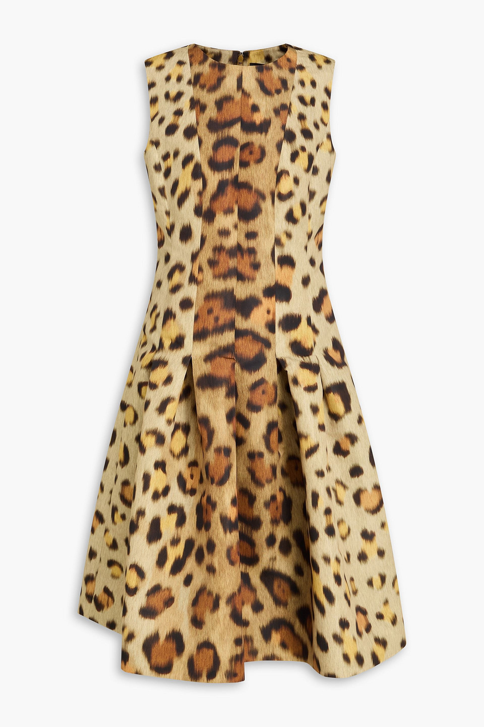 Oscar De La Renta Pleated Leopard-print Faille Dress