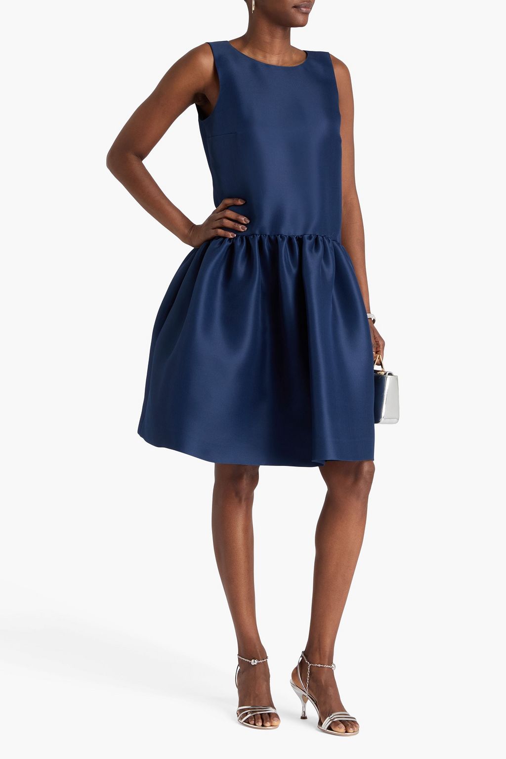 OSCAR DE LA RENTA Flared gathered duchesse silk-satin dress