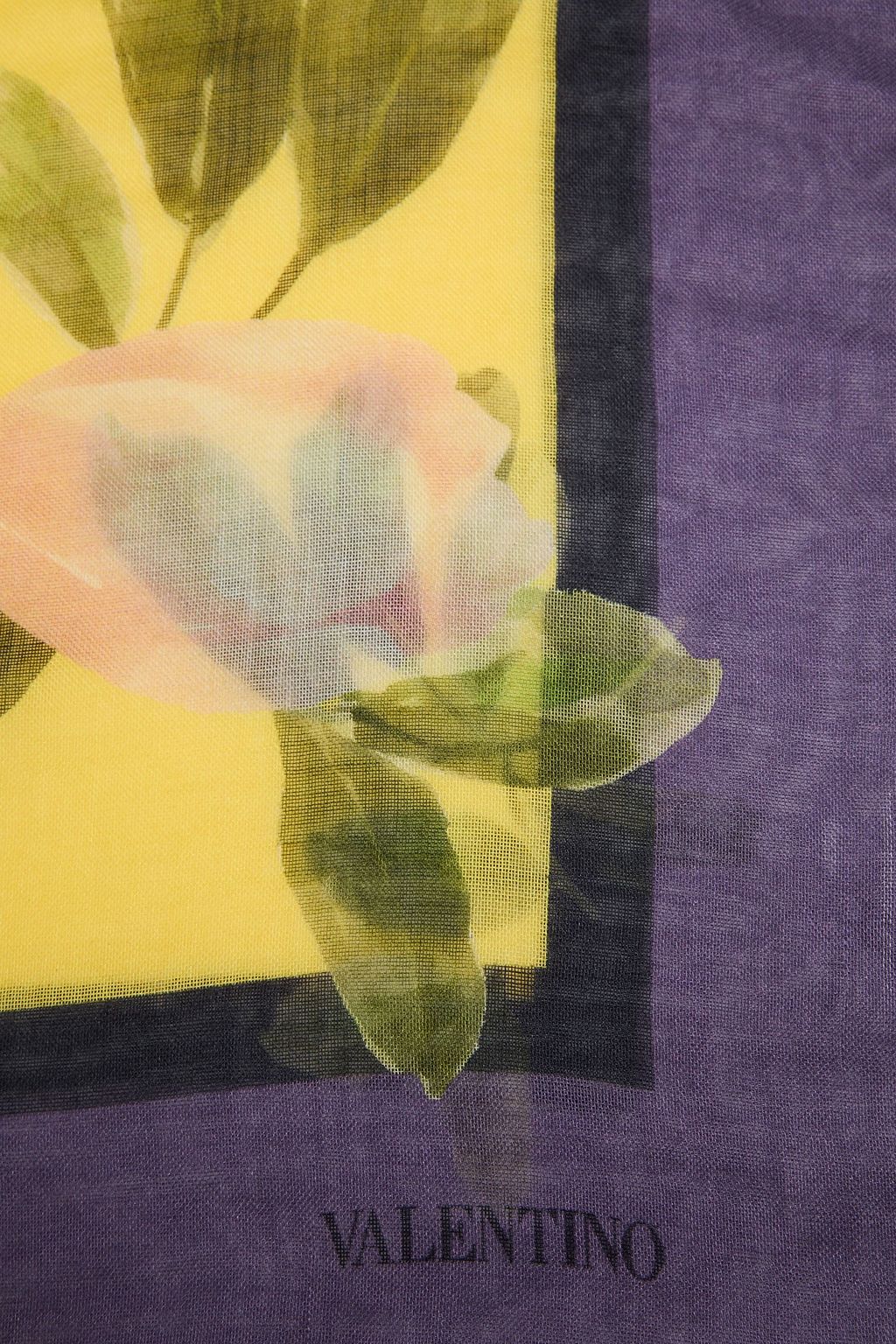 VALENTINO GARAVANI Floral-print cashmere and silk-blend gauze scarf