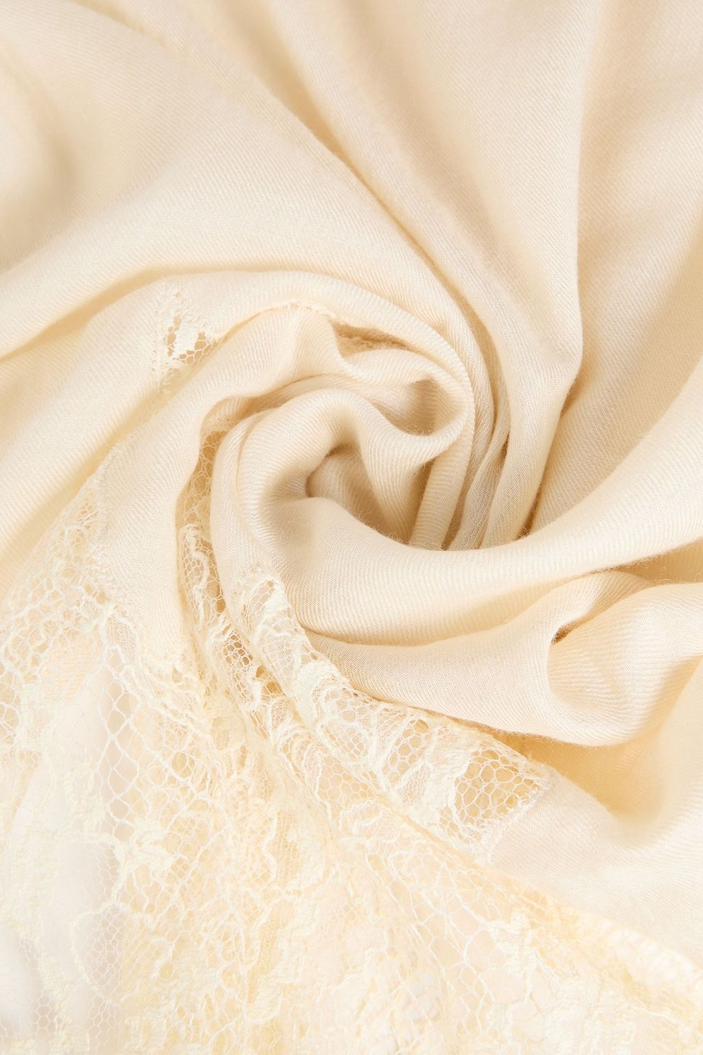 VALENTINO GARAVANI Chantilly lace-paneled modal and cashmere-blend scarf