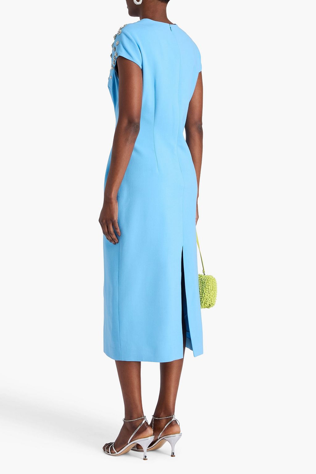 OSCAR DE LA RENTA Crystal-embellished wool-blend midi dress