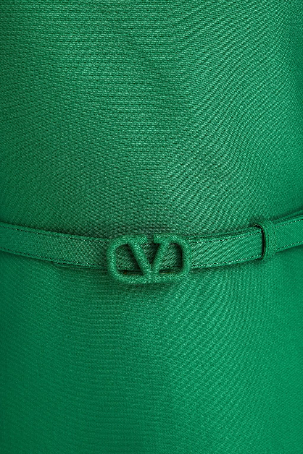 VALENTINO GARAVANI Belted cotton and silk-blend crepe midi dress