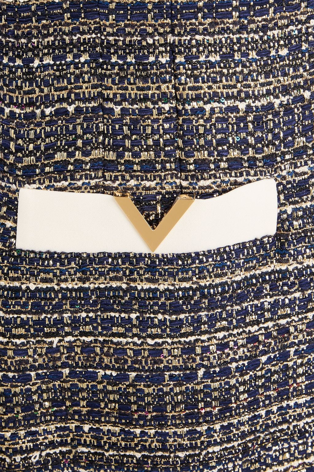 VALENTINO GARAVANI Embellished metallic tweed mini tuxedo dress