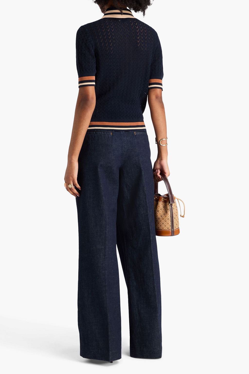 TORY BURCH قميص بولو من القطن بحبكة بوانتيل