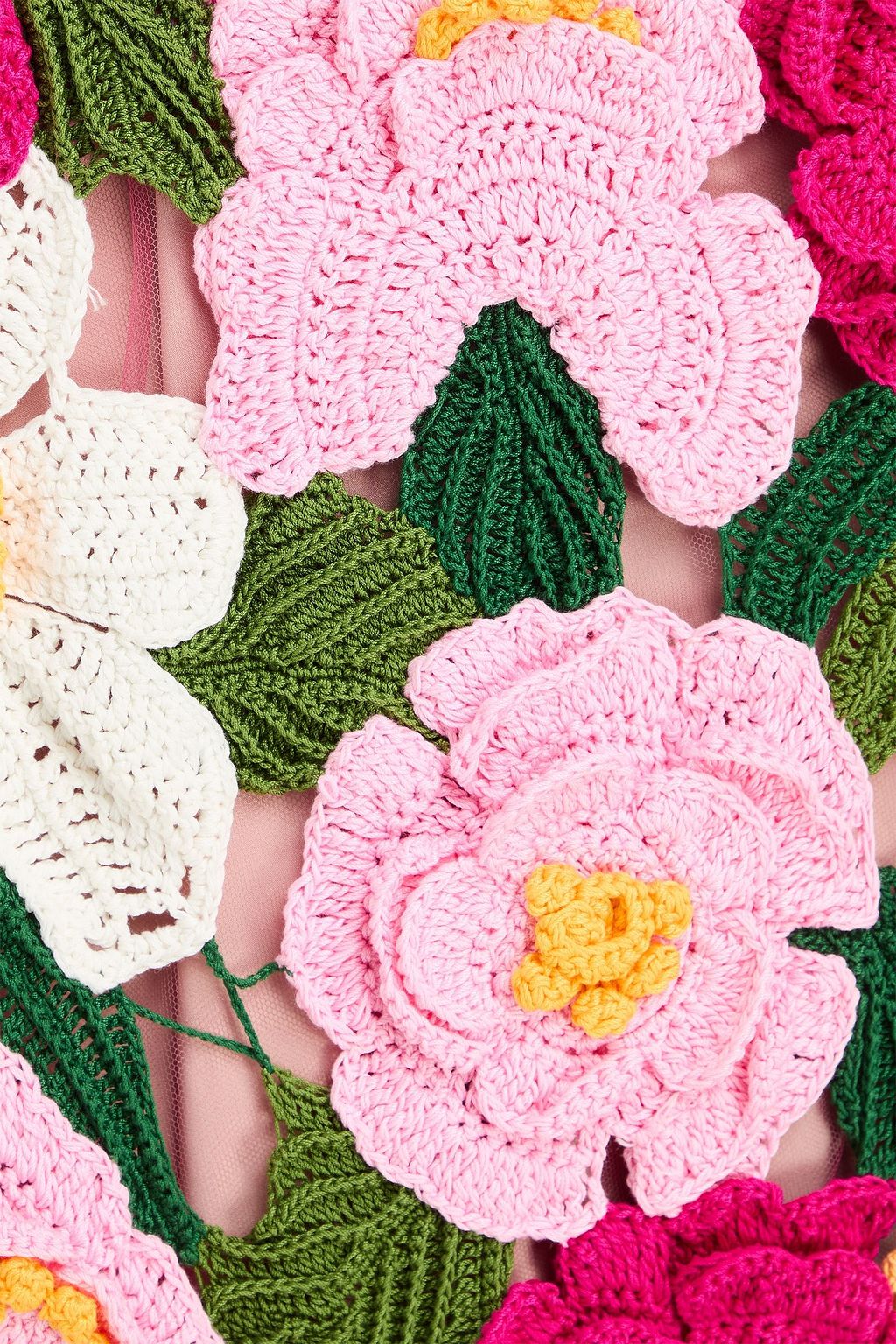 OSCAR DE LA RENTA かぎ針編みニット コットン混 ホルターネック ミニワンピース