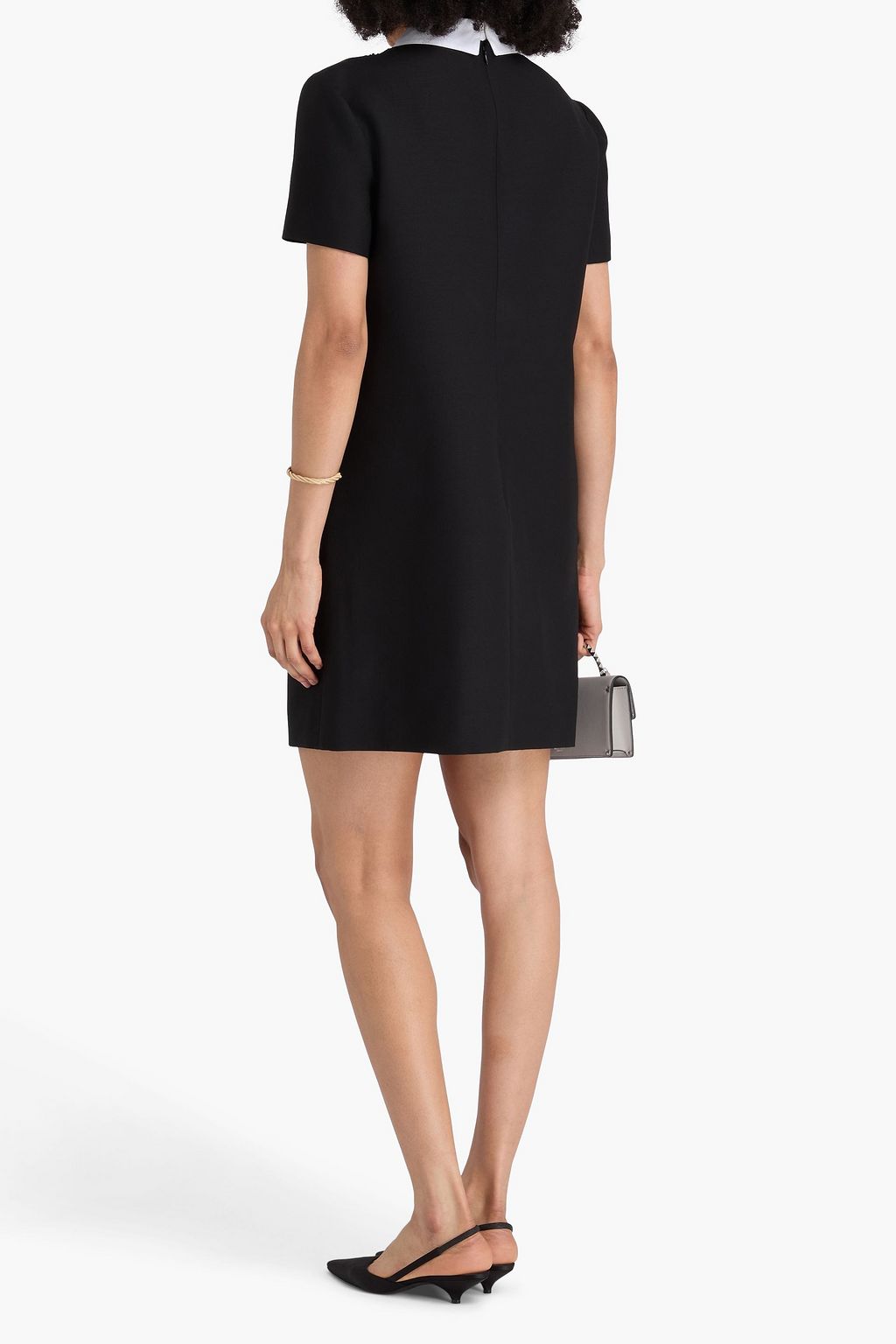 VALENTINO GARAVANI فستان قصير من الكريب ومزيج الحرير والصوف مزين بالخرز